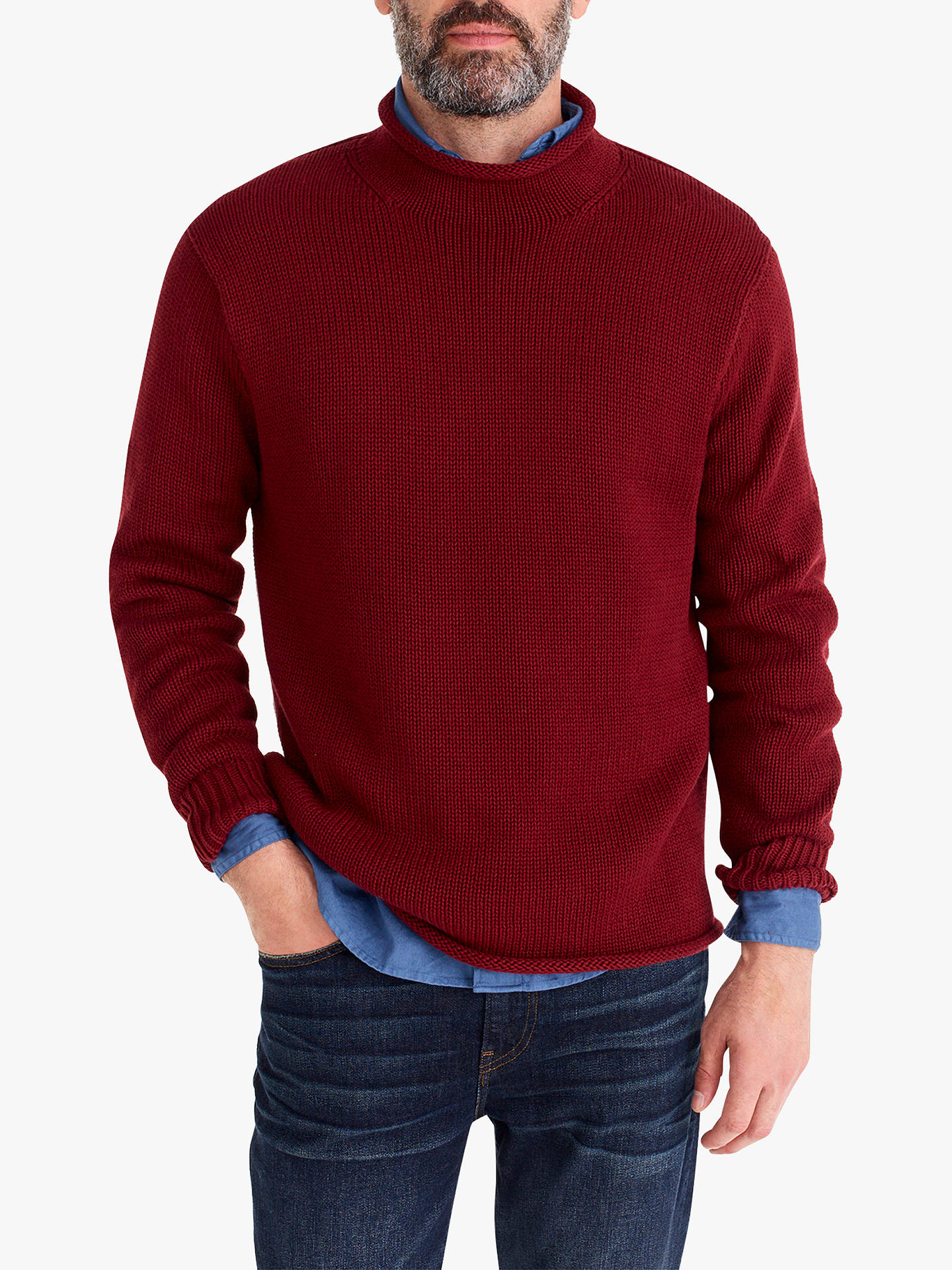 J.Crew Cotton Solid Roll Neck Jumper at John Lewis & Partners