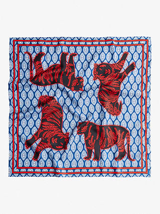 J.Crew Tiger Foulard Print Oversized Silk Bandana, Blue