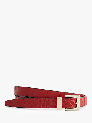 Reiss Blossom Leather Belt, Red Bright