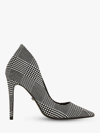 Dune Babette Stiletto Heel Court Shoes, Black/White