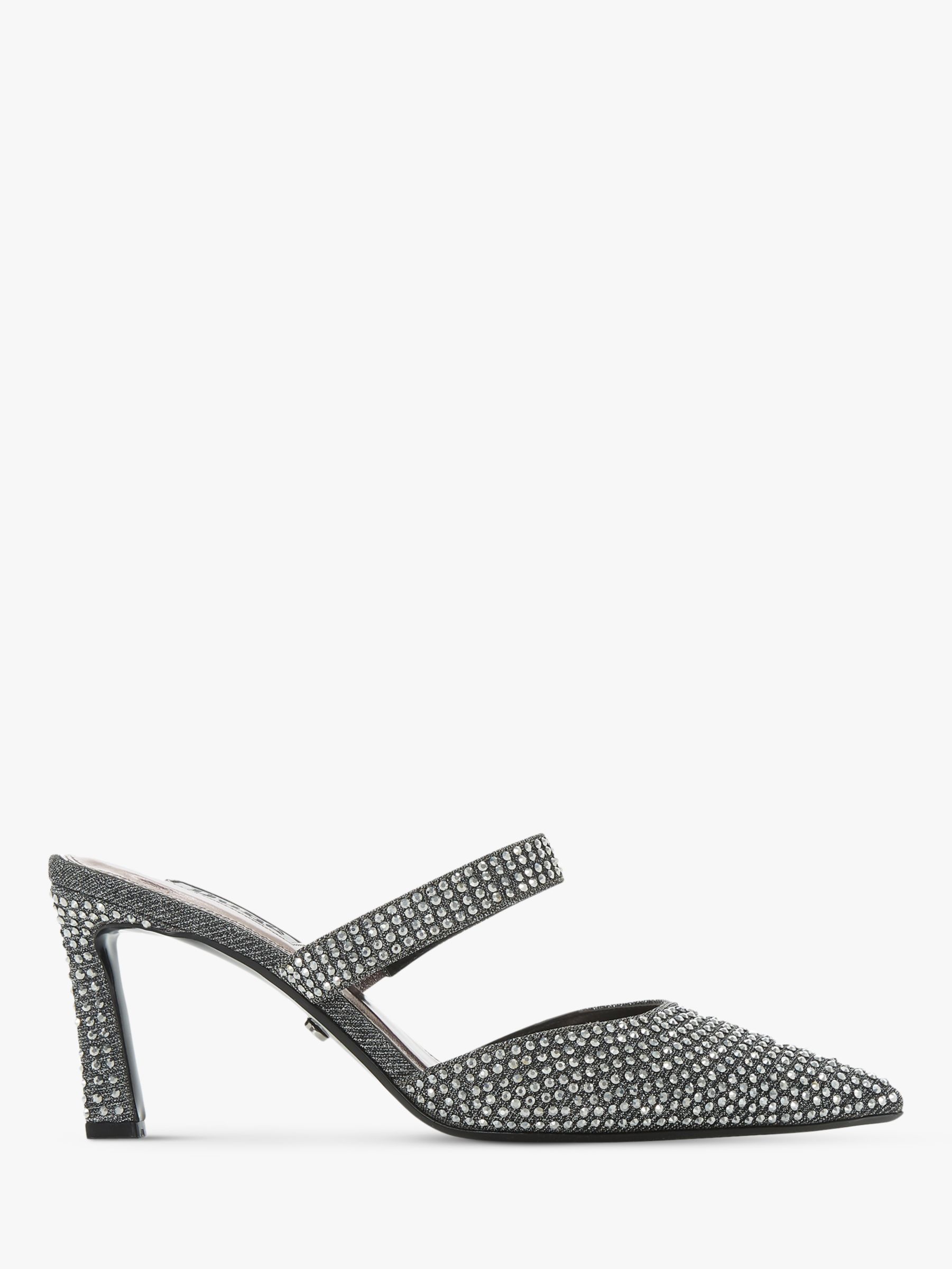 Dune Dallace Diamante Embellished Mule Kitten Heel Shoes, Grey, 3