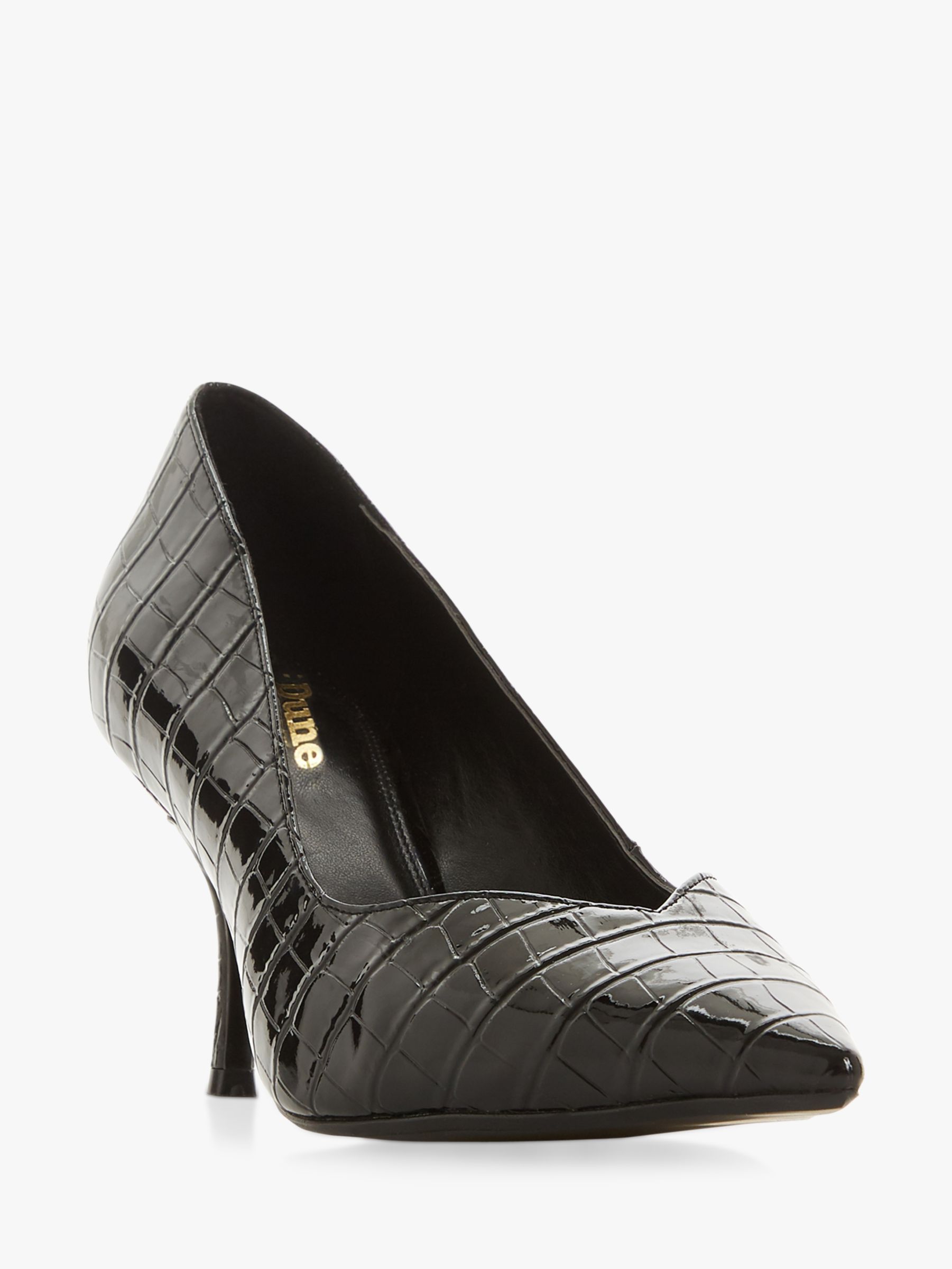 black croc court shoes