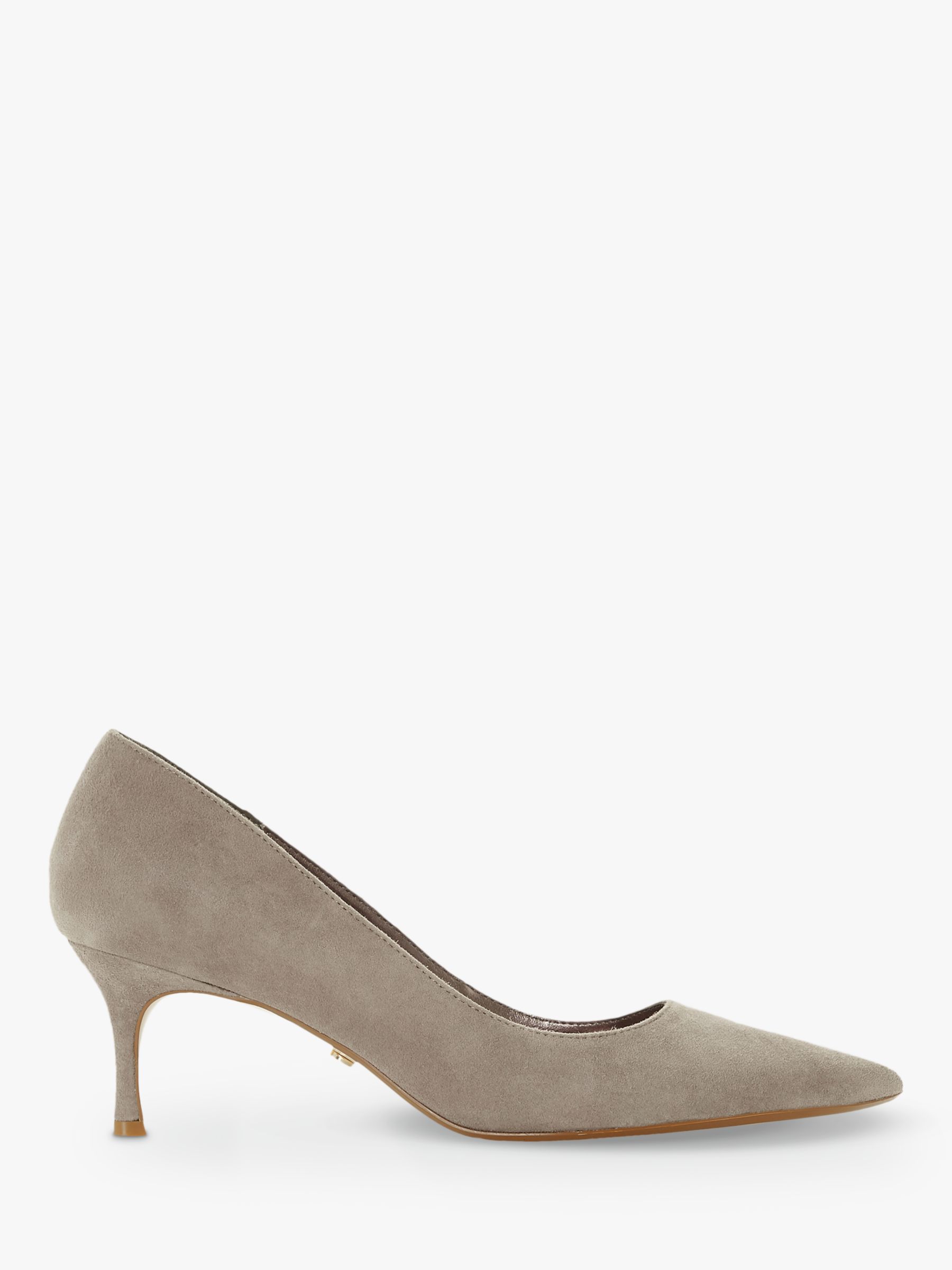 Dune Astley Pointed Toe Court Shoes, Taupe Suede, 4
