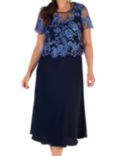 chesca Scallop Embroidered Mesh Dress, Iris/Navy