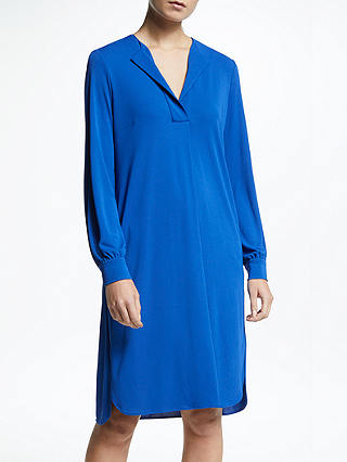 John Lewis & Partners Collarless Shirt Dress, Cobalt Blue