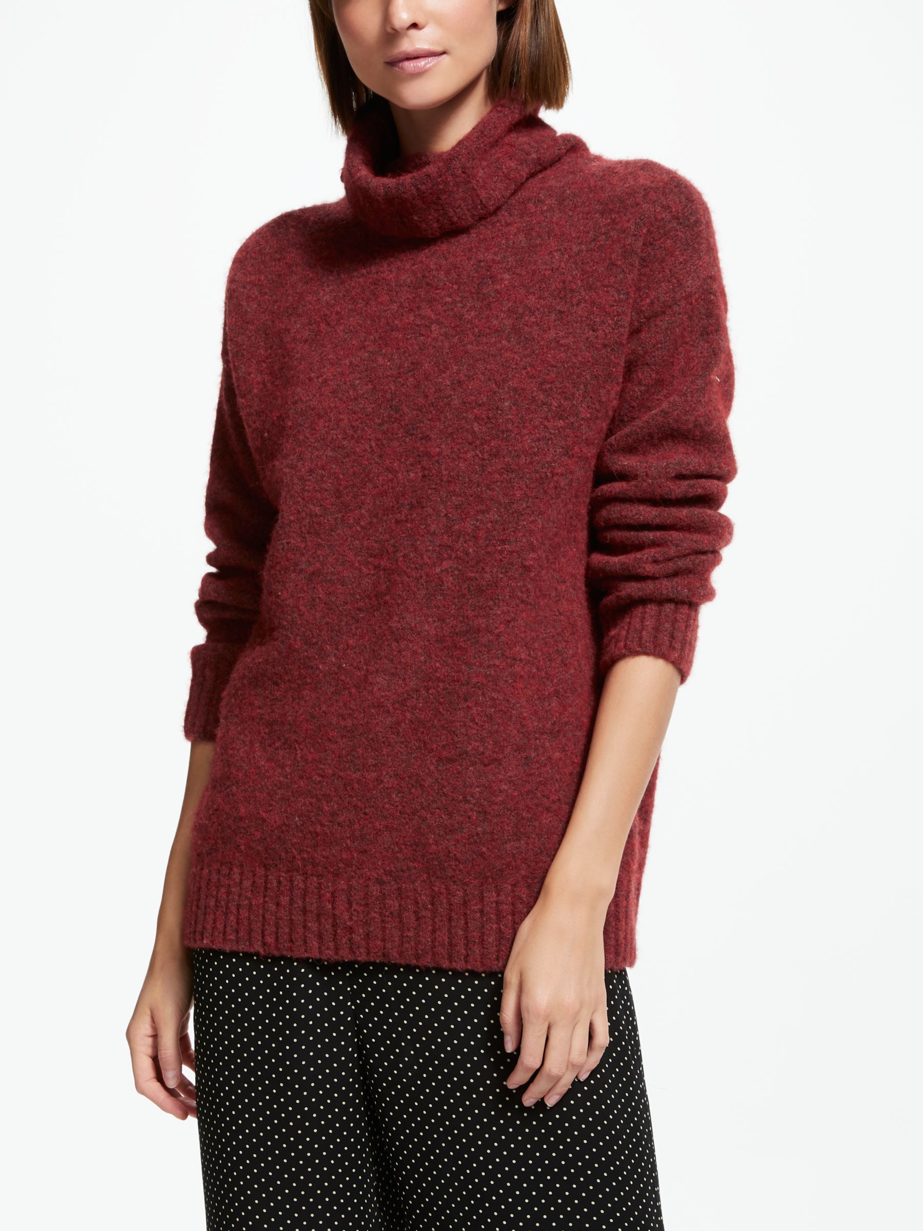 red roll neck jumper womens