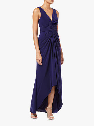 Adrianna Papell Plus Size Jersey Draped Maxi Dress, Admiral Blue