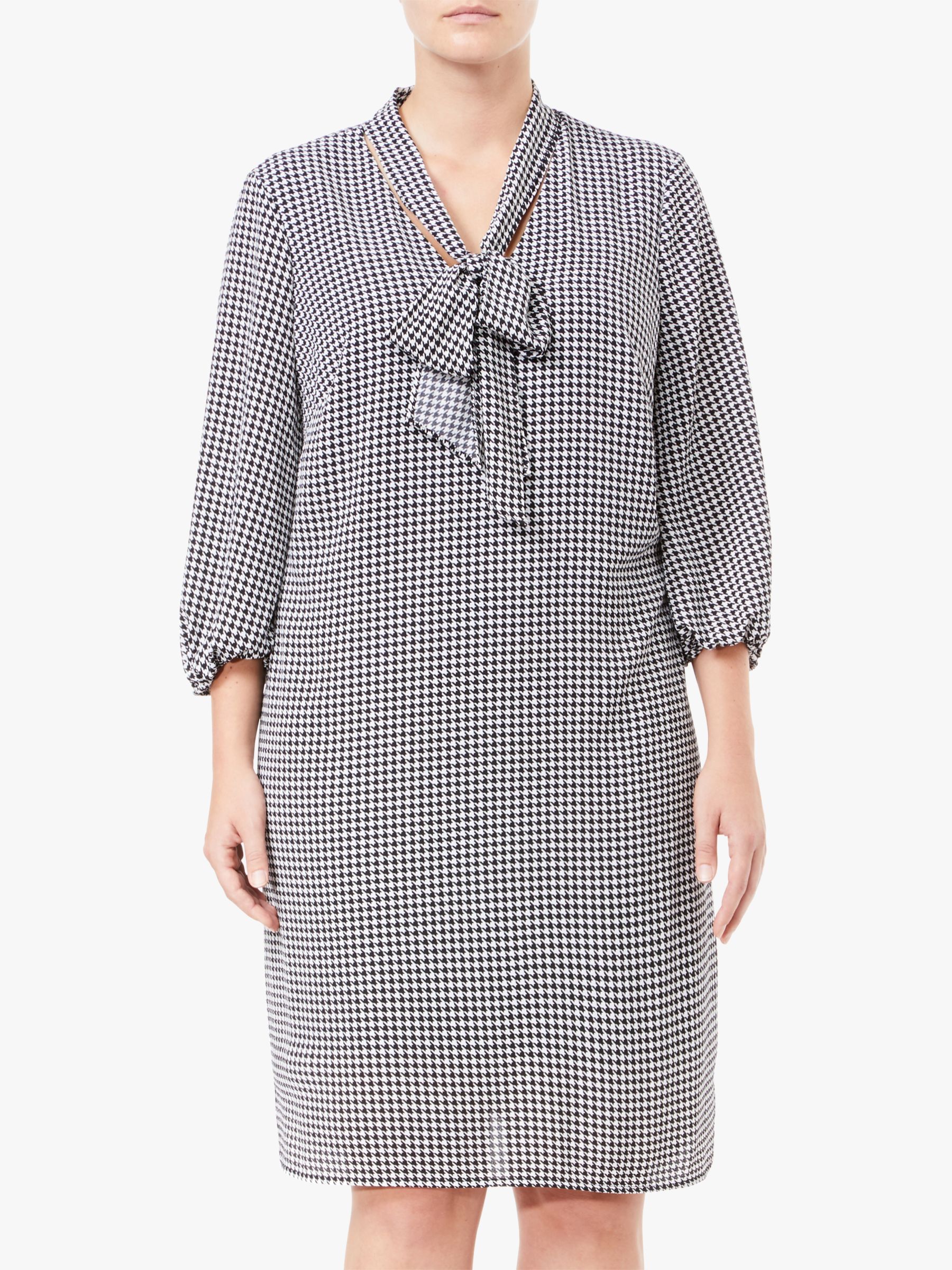 Adrianna Papell Plus Size Houndstooth Shift Dress, Black/Ivory