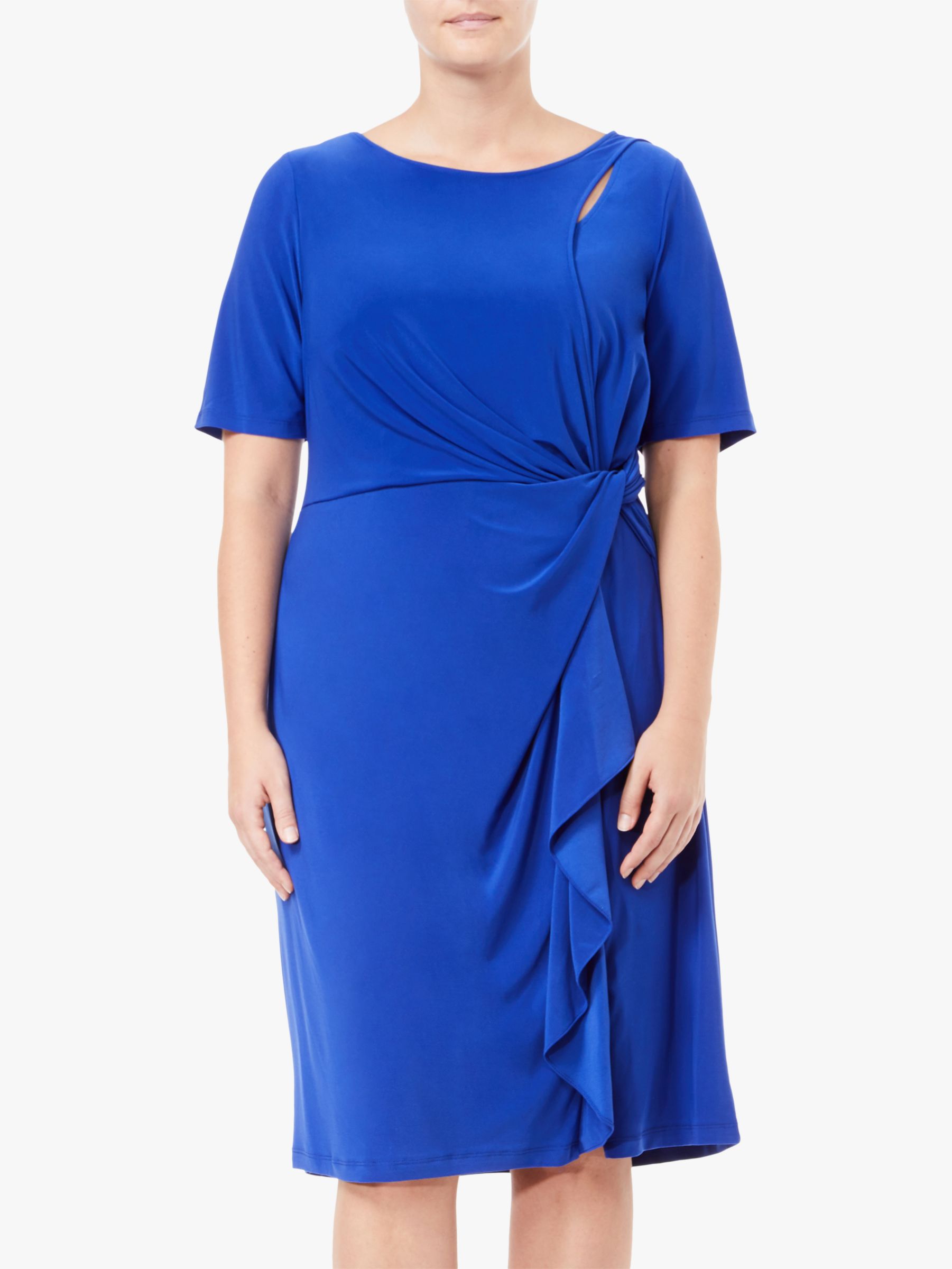 Adrianna Papell Plus Size Matte Jersey Asymmetric Sheath Dress, Cyprus Blue
