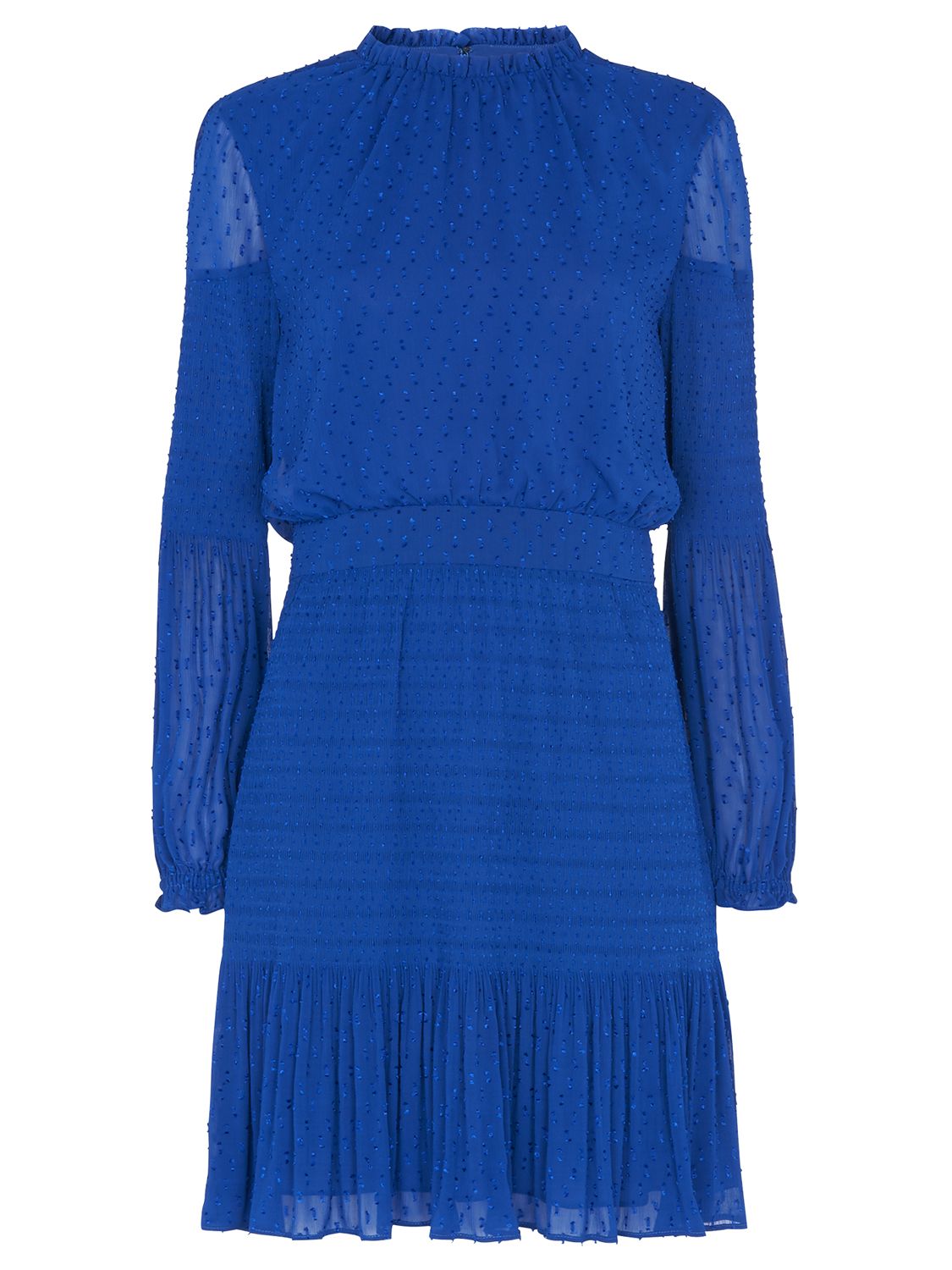Whistles Oriel Dobby Pleated Dress, Blue at John Lewis & Partners
