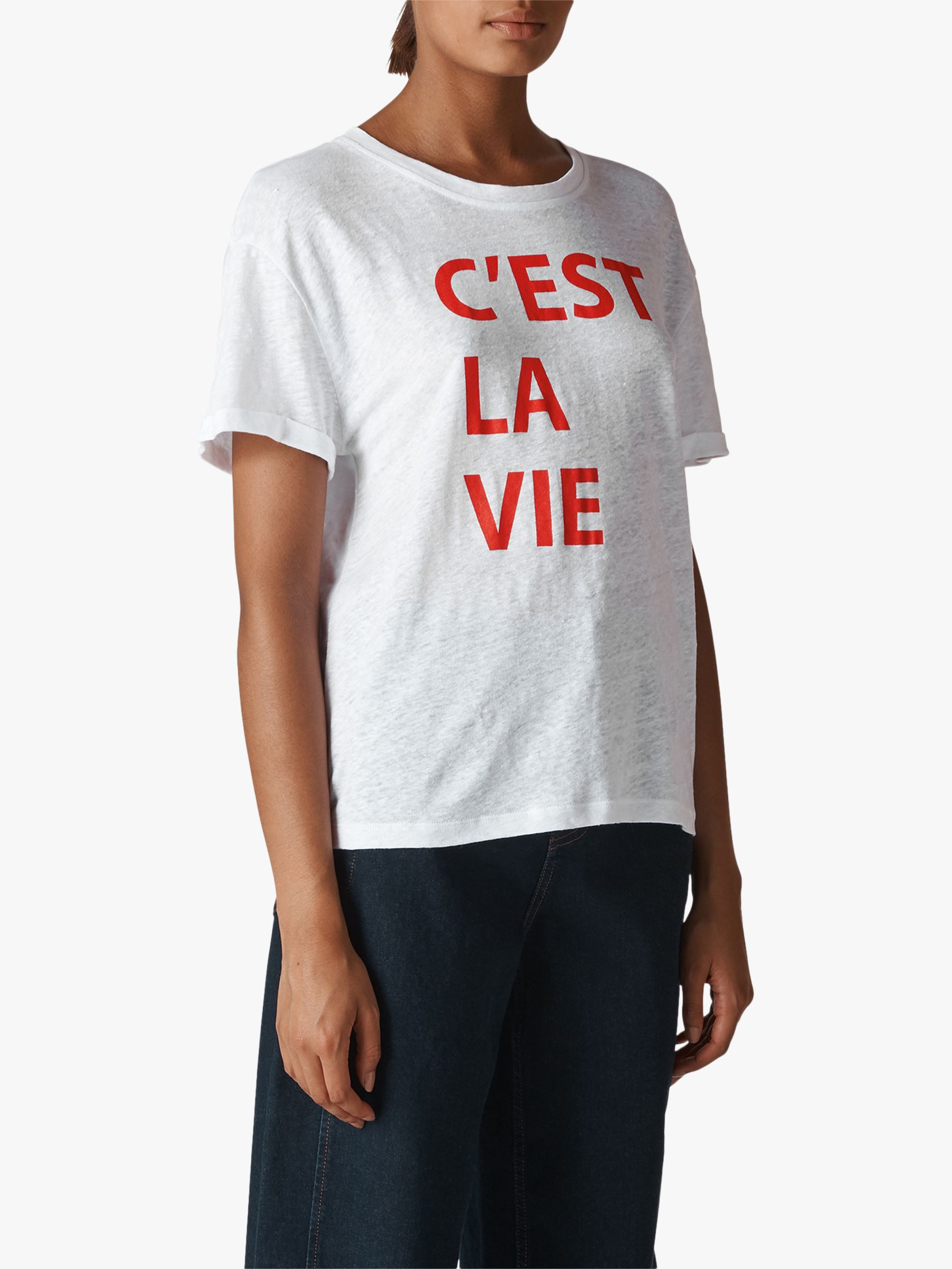 Whistles 'C'est La Vie' Typography Lounge T-Shirt, White