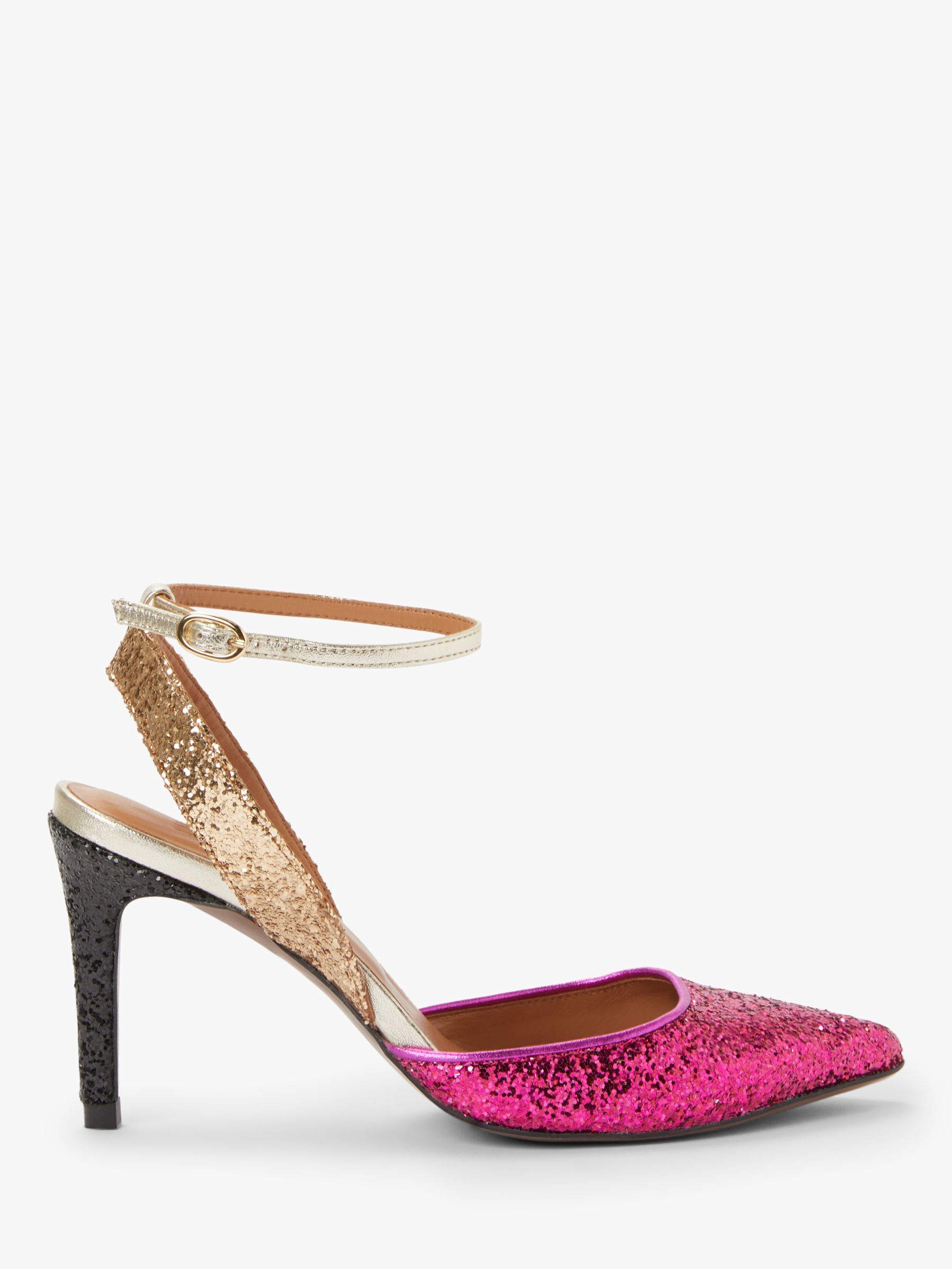 AND/OR Ailey Slingback Stiletto Heel Court Shoes, Pink/Gold Glitter