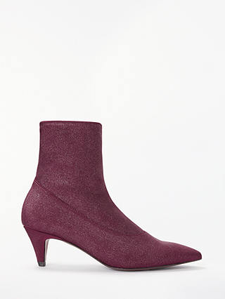 AND/OR Ailia Kitten Heel Sock Ankle Boots, Red