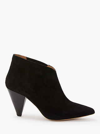 Kin Odelia Cone Heel Ankle Boots, Black Leather/Suede