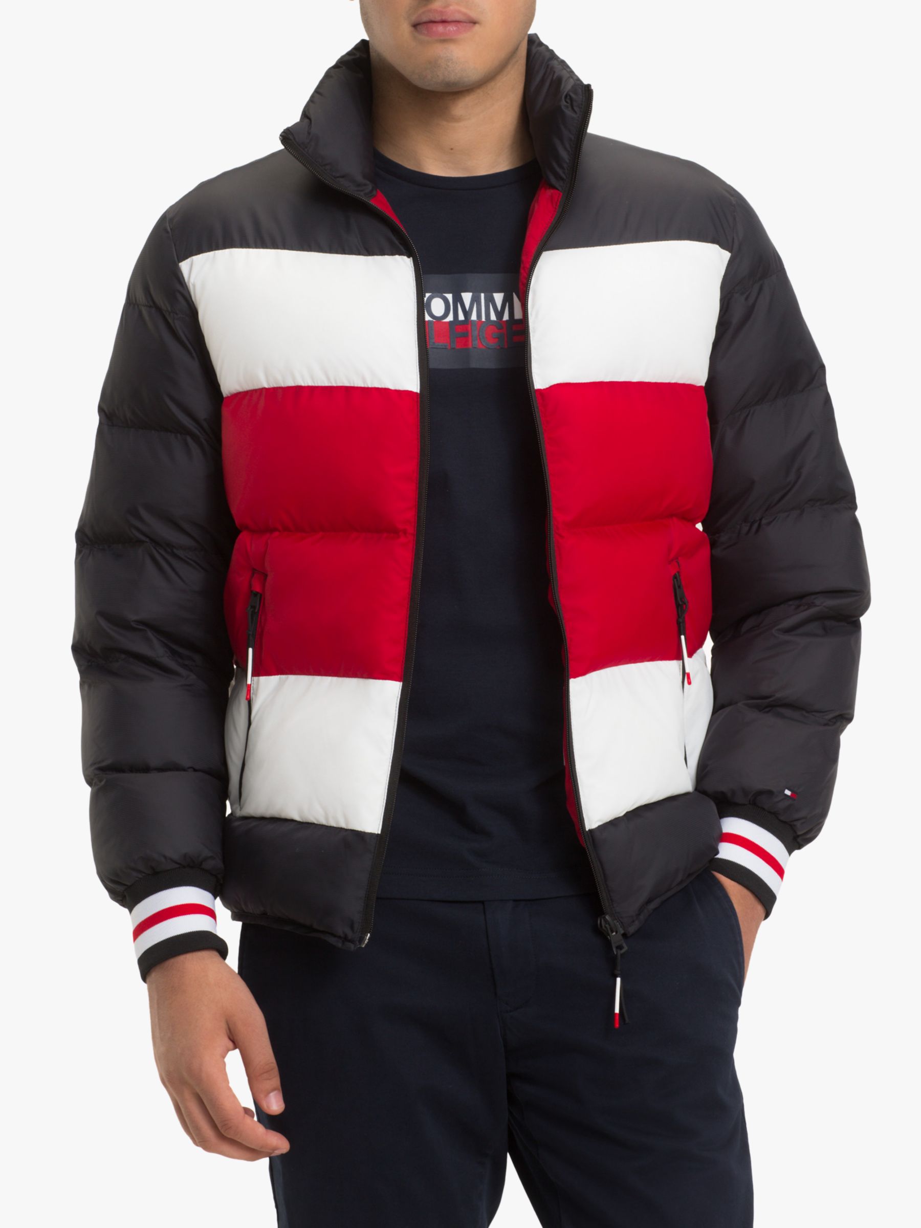tommy hilfiger stripe padded bomber jacket
