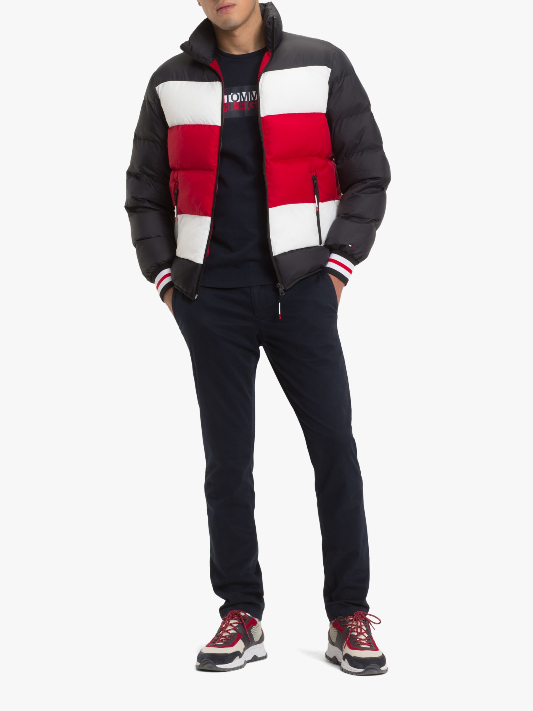 tommy hilfiger stripe quilted bomber