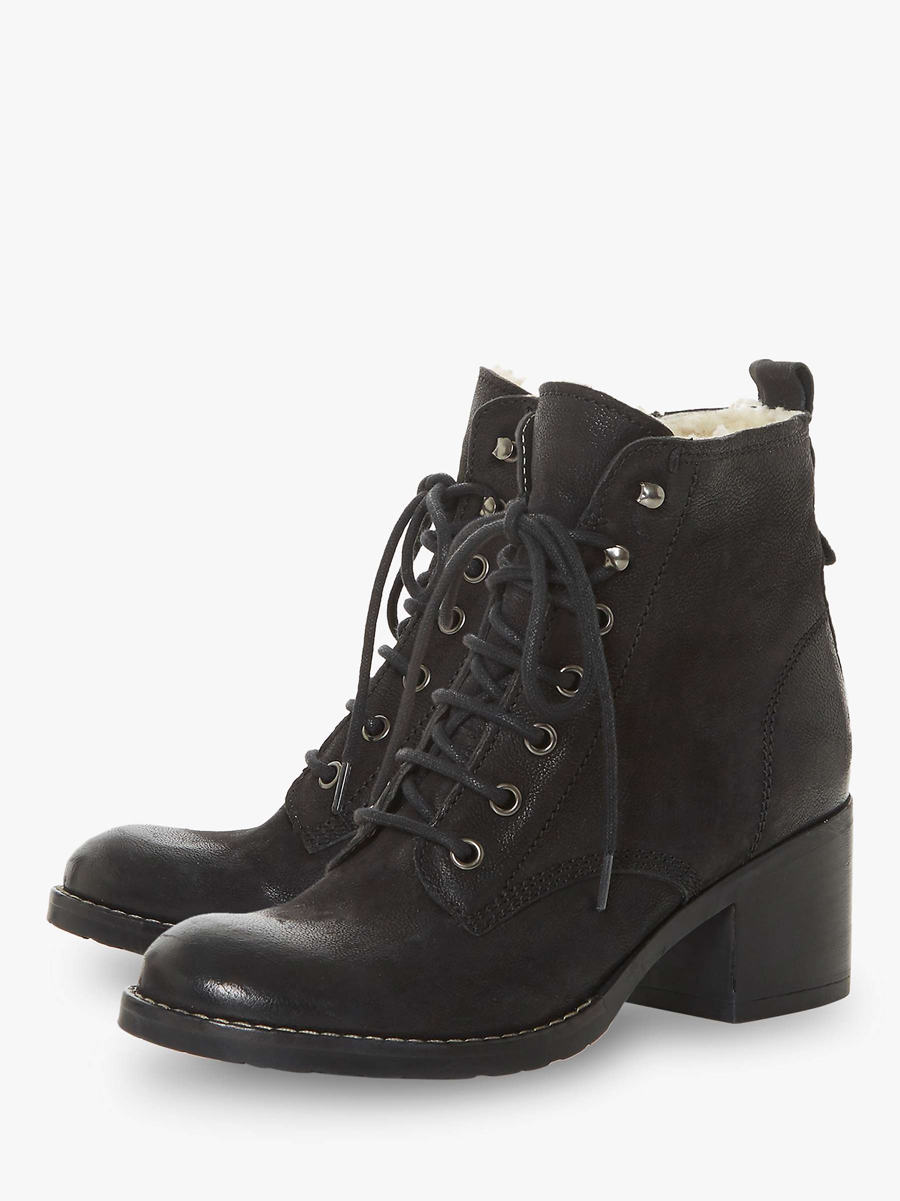 Buy Dune Patsie D Leather Lace Up Ankle Boots, Black Nubuck Online at johnlewis.com