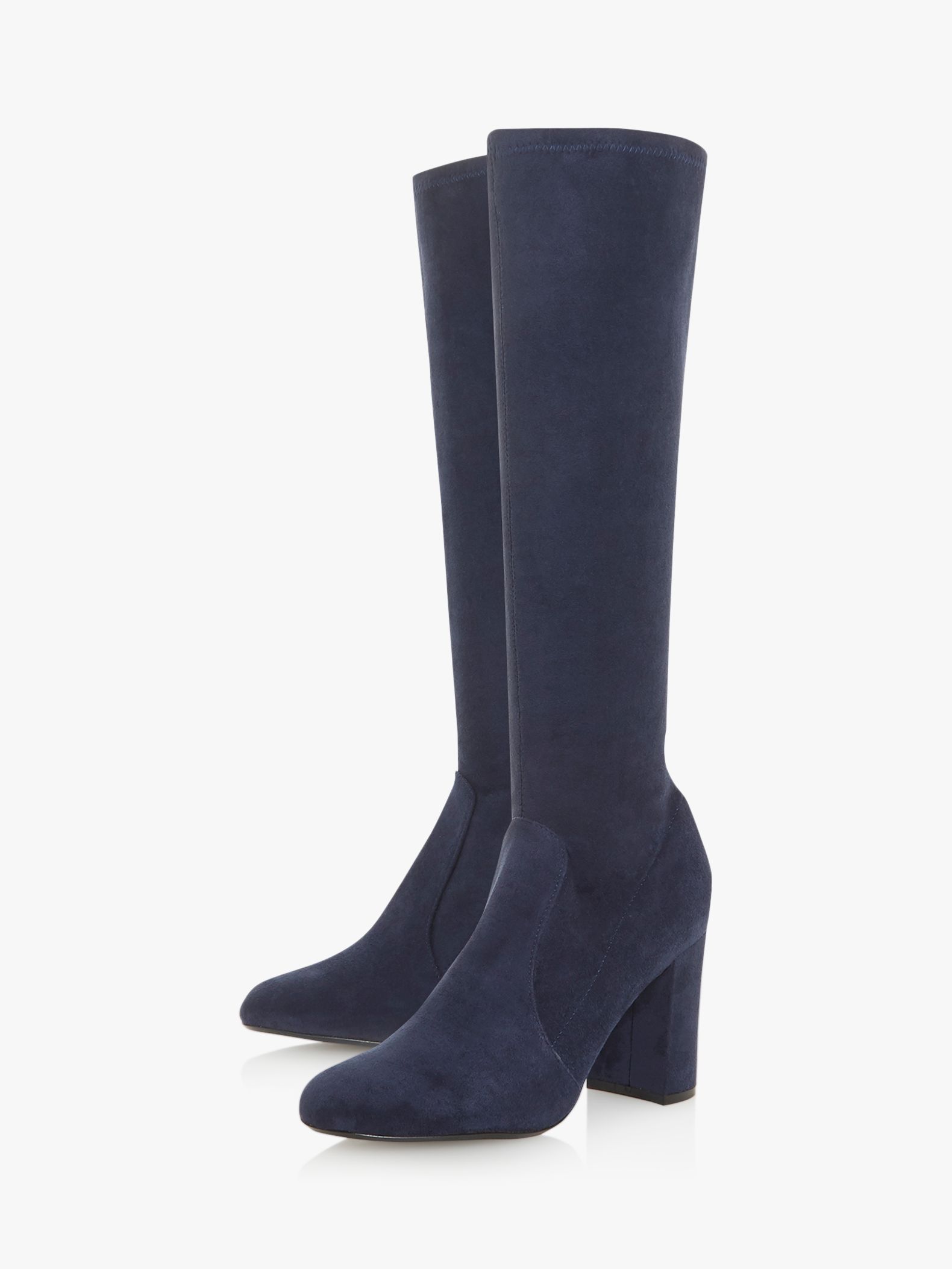 navy leather knee length boots