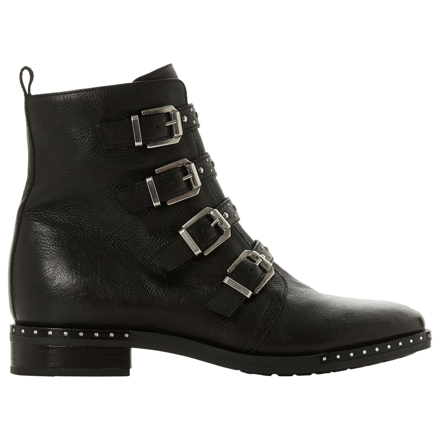 Dune Pixxel Studded Ankle Boots, Black Leather