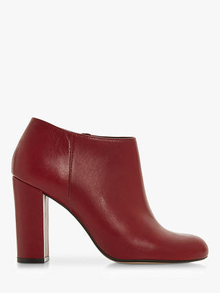 Dune Outrageous Block Heel Shoe Boots, Red Leather