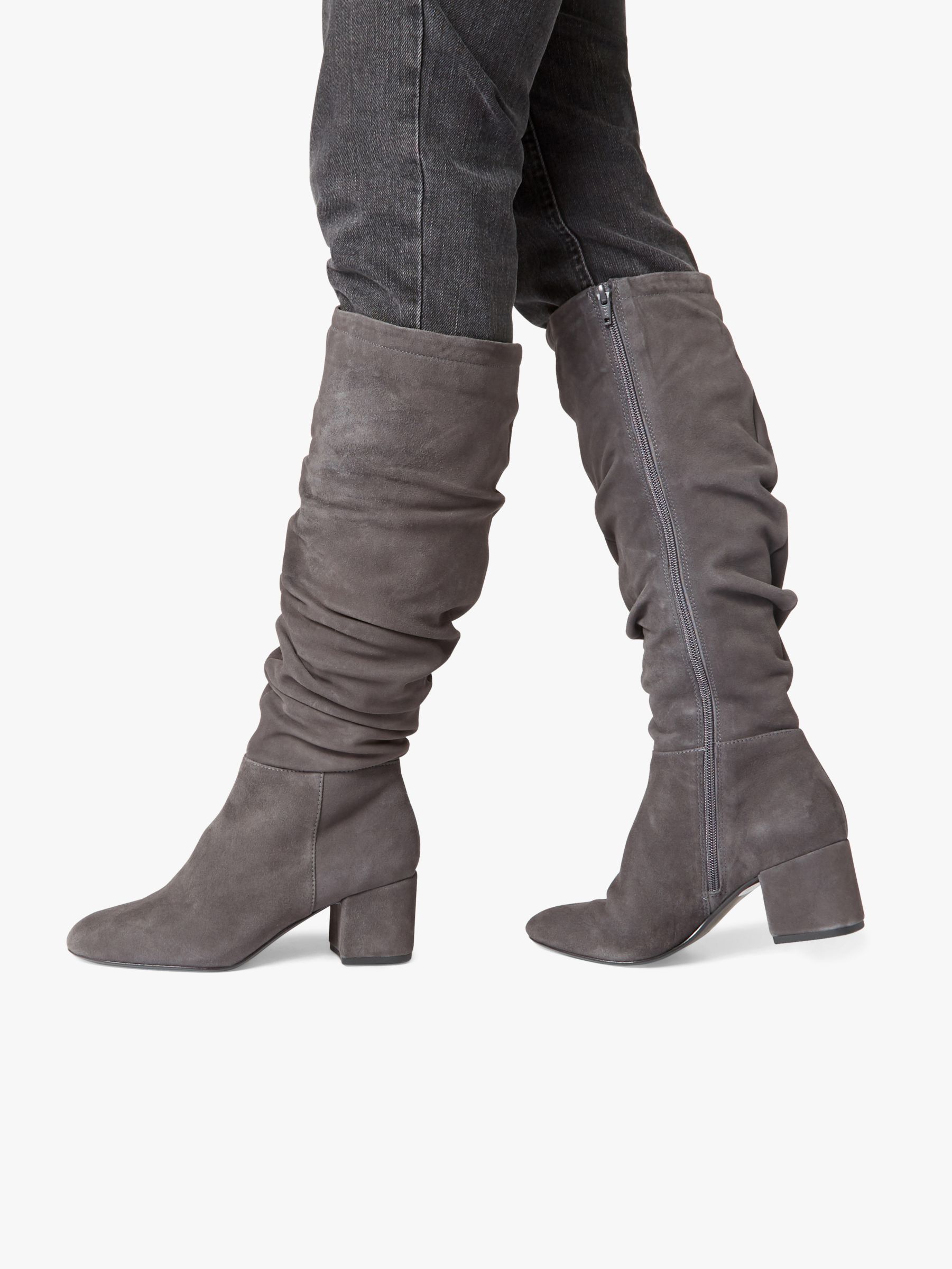 grey leather boots knee high
