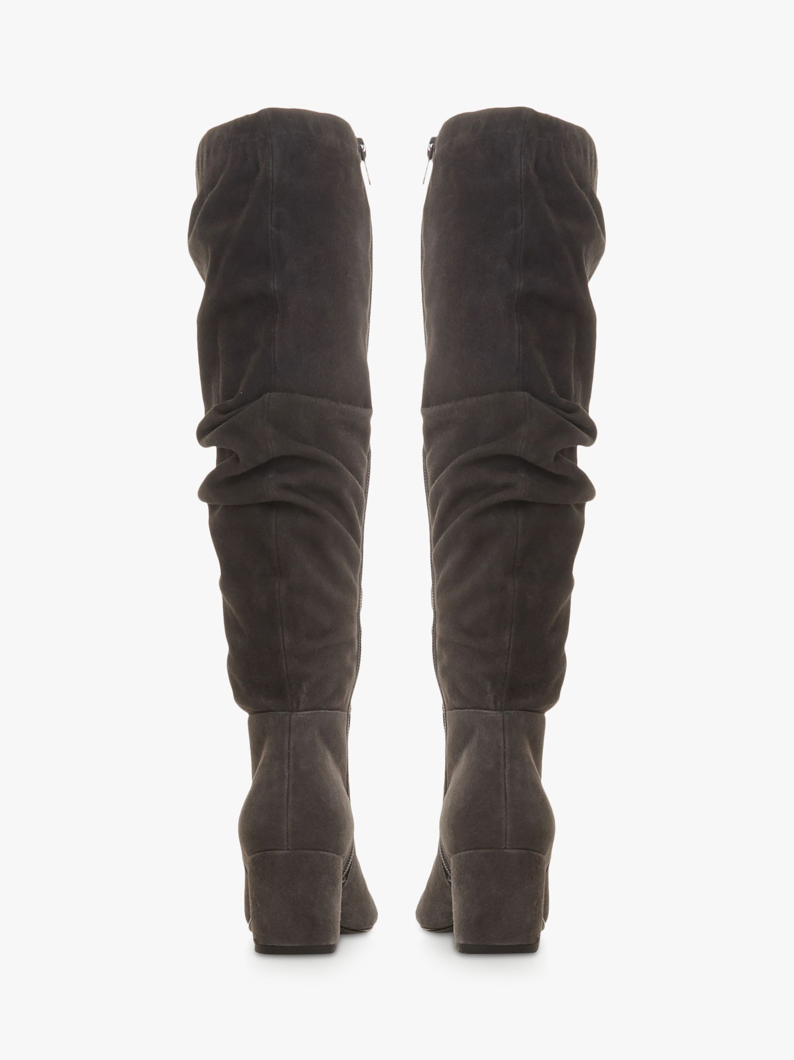 Dune Sarento Ruched Knee High Boots, Grey Suede at John Lewis & Partners