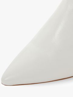 Dune Orra Kitten Heel Ankle Boots, White Leather, 3
