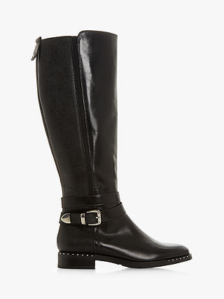 Dune Trinitie Knee High Boots, Black Leather