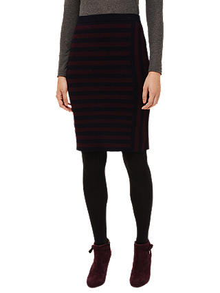 Phase Eight Stacey Cut Out Stripe Skirt, Navy/Port