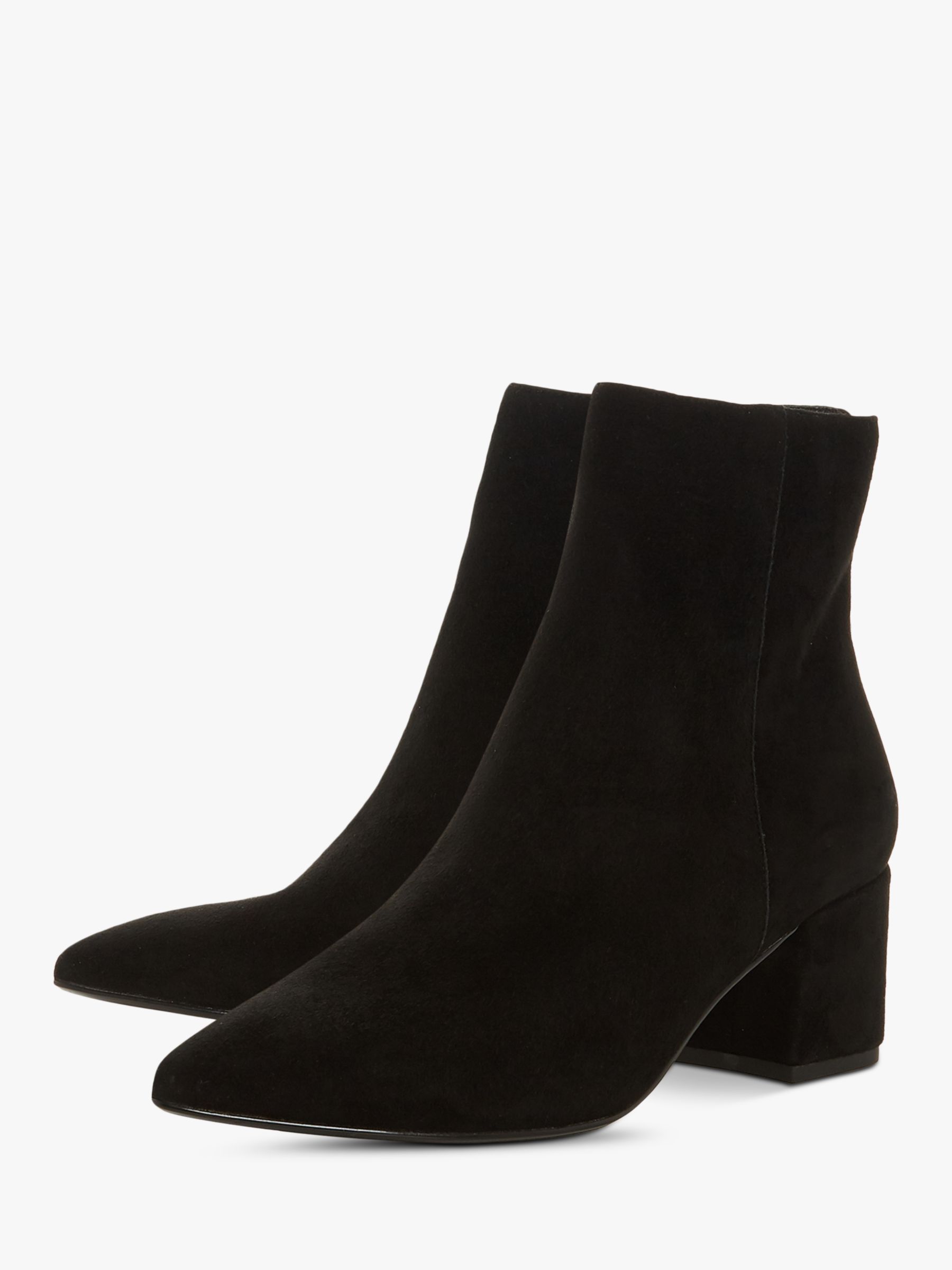 Dune Omarii Block Heel Ankle Boots, Black Suede at John Lewis & Partners