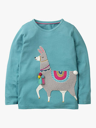 Mini Boden Girls' Party Animals Llama T-Shirt, Blue