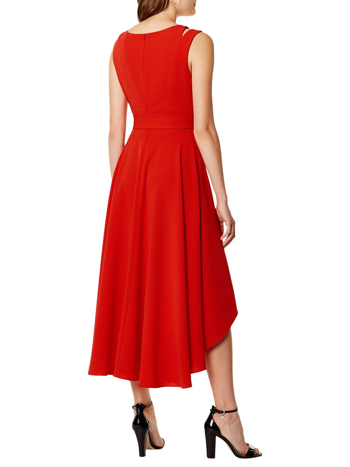 Karen Millen Asymmetric Belted Dress, Red Claret, 6
