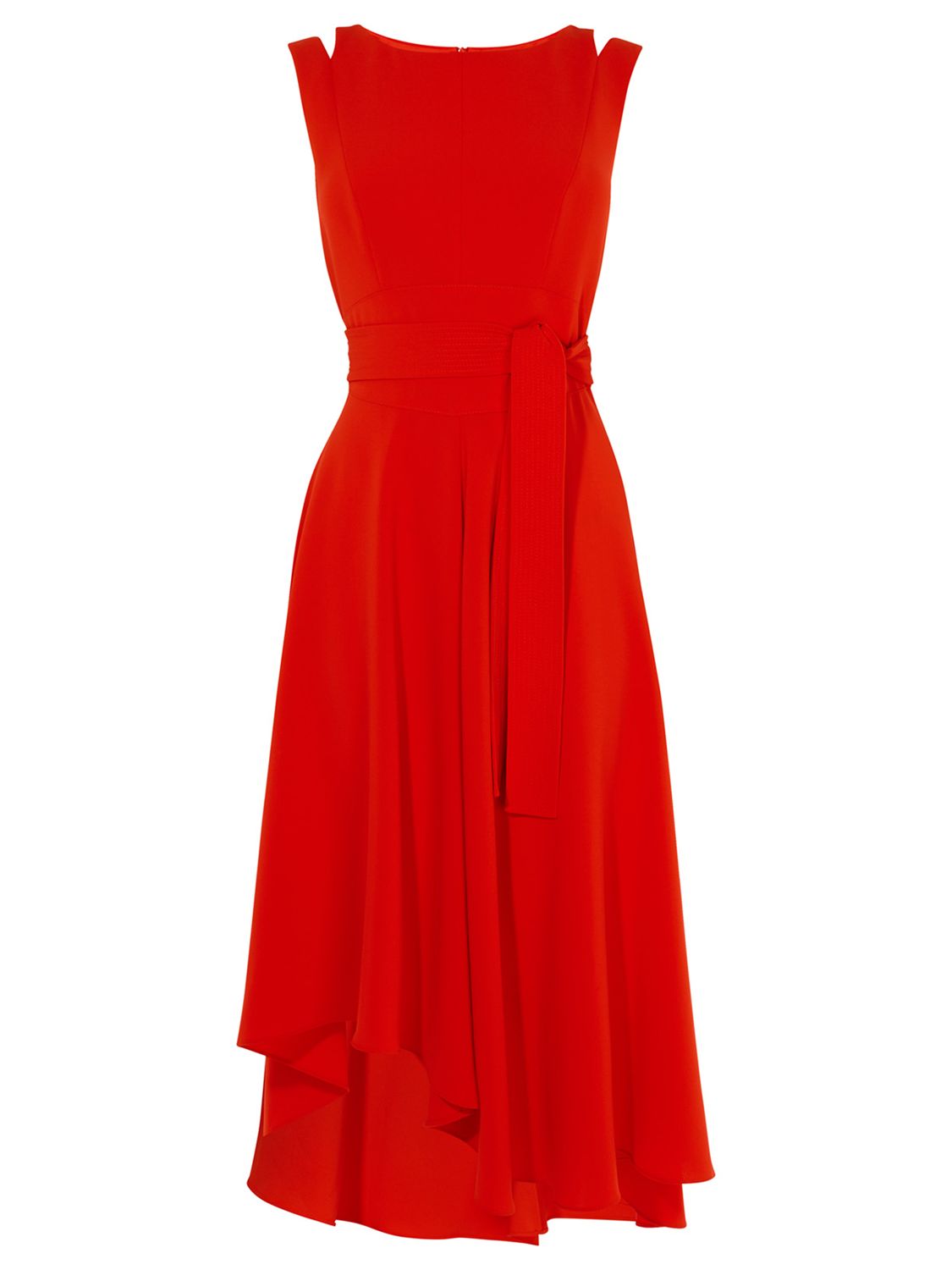 Karen Millen Asymmetric Belted Dress, Red Claret