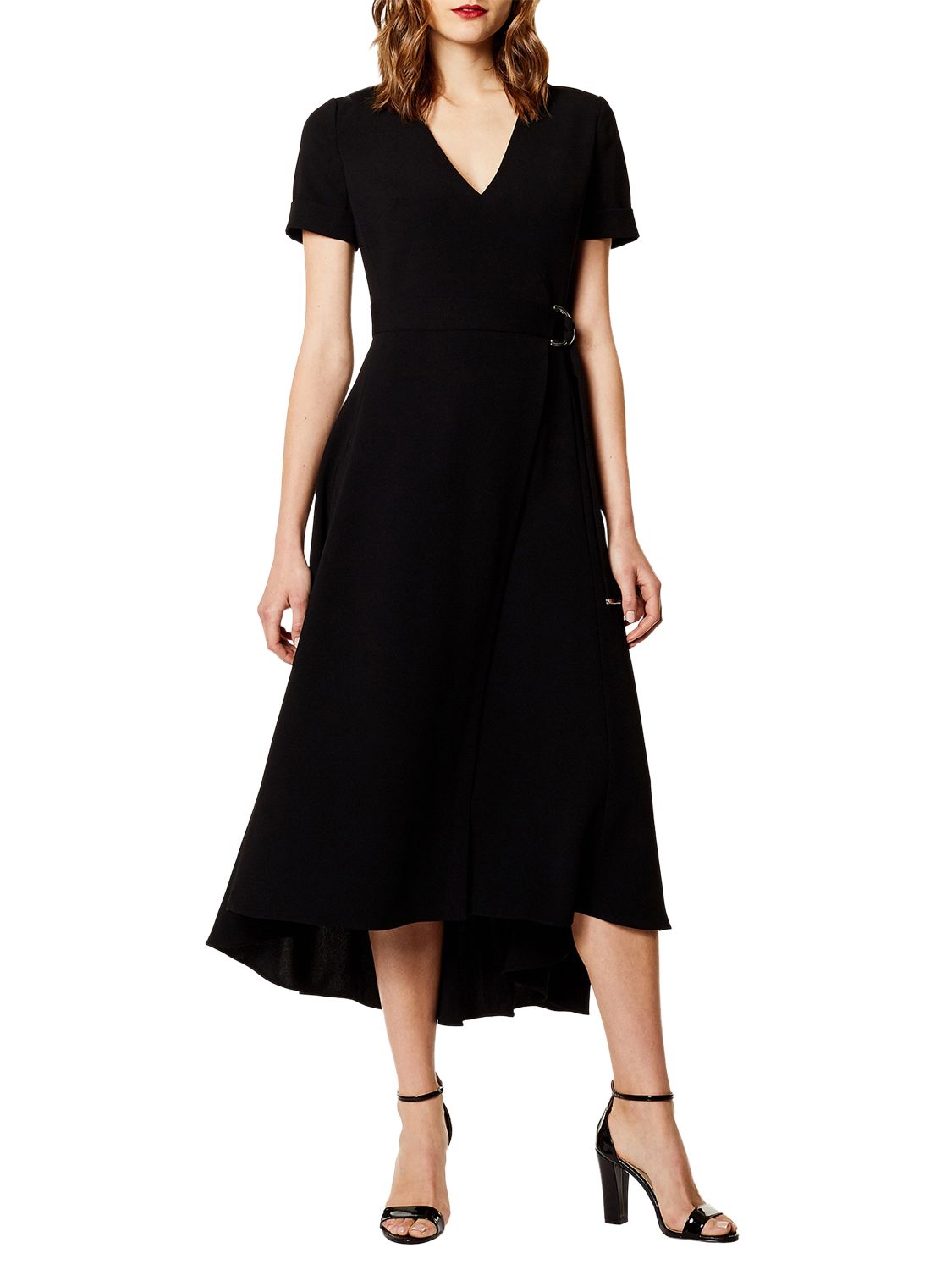 Karen Millen Wrap Dress, Black at John Lewis & Partners