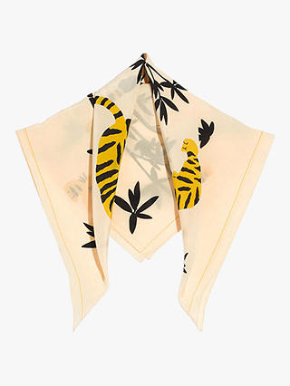 Madewell Bamboo Tiger Print Silk Bandana, Champagne/Multi