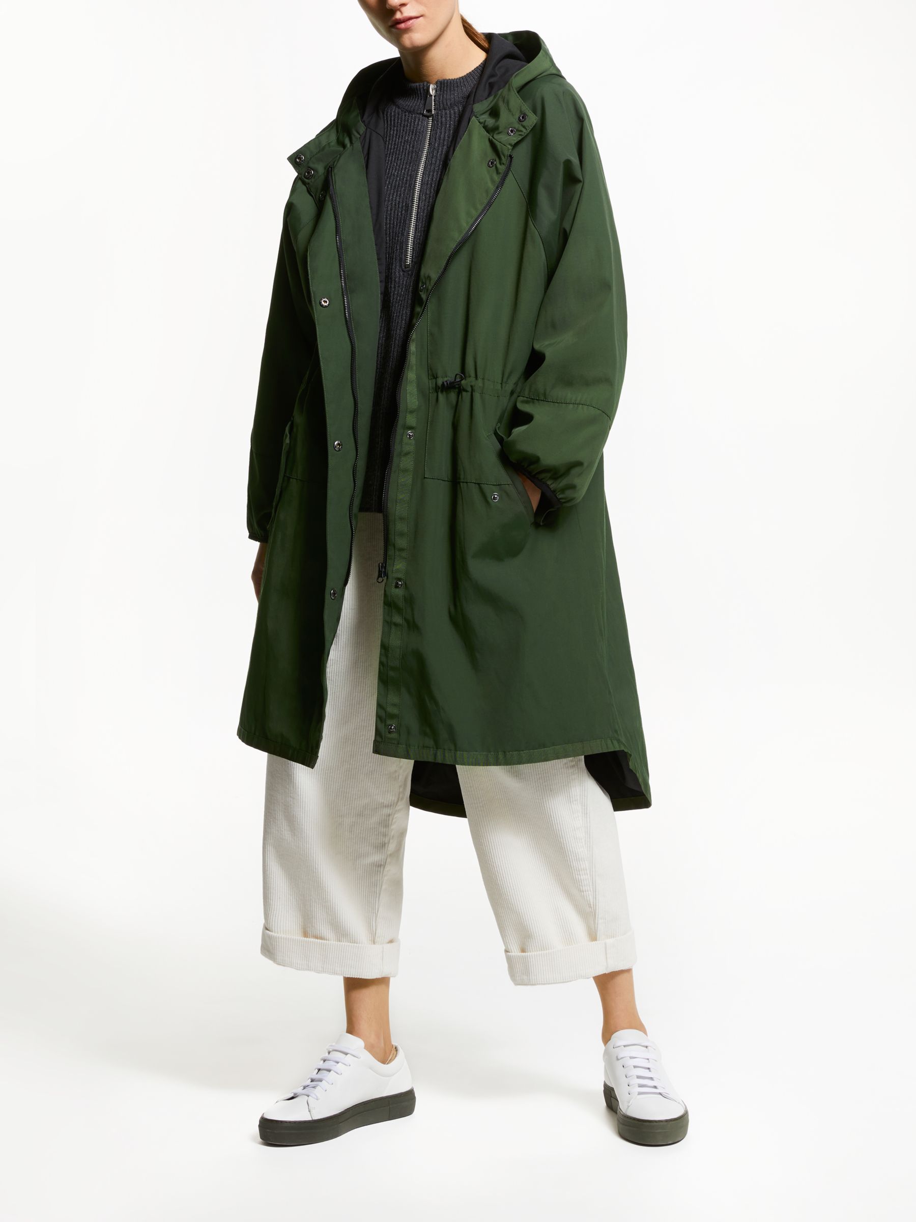 Kin Longline Parka Coat, Khaki, S