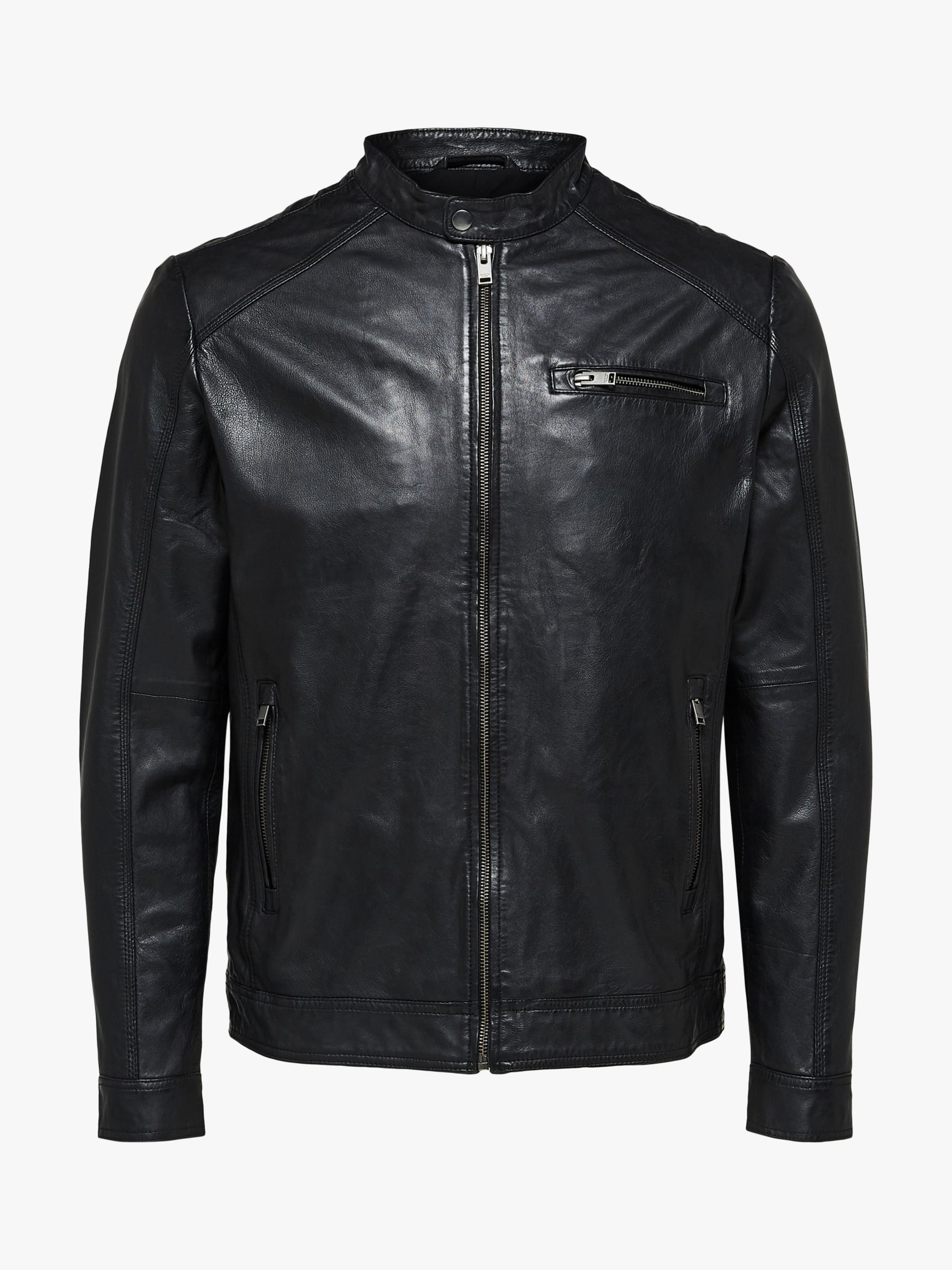 SELECTED HOMME Classic Leather Jacket, Black