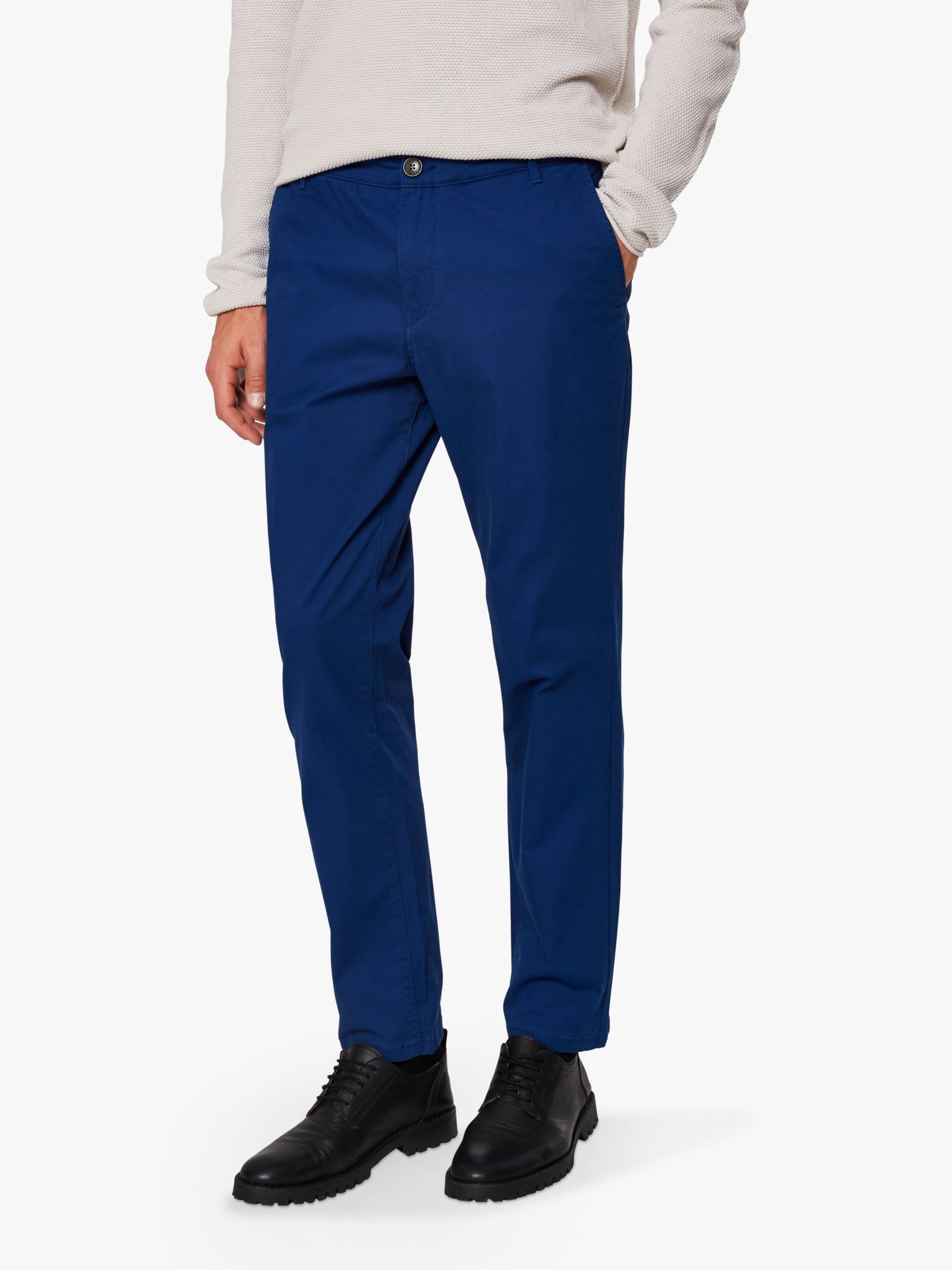 SELECTED HOMME Three Paris Organic Cotton Stretch Chinos, Blue