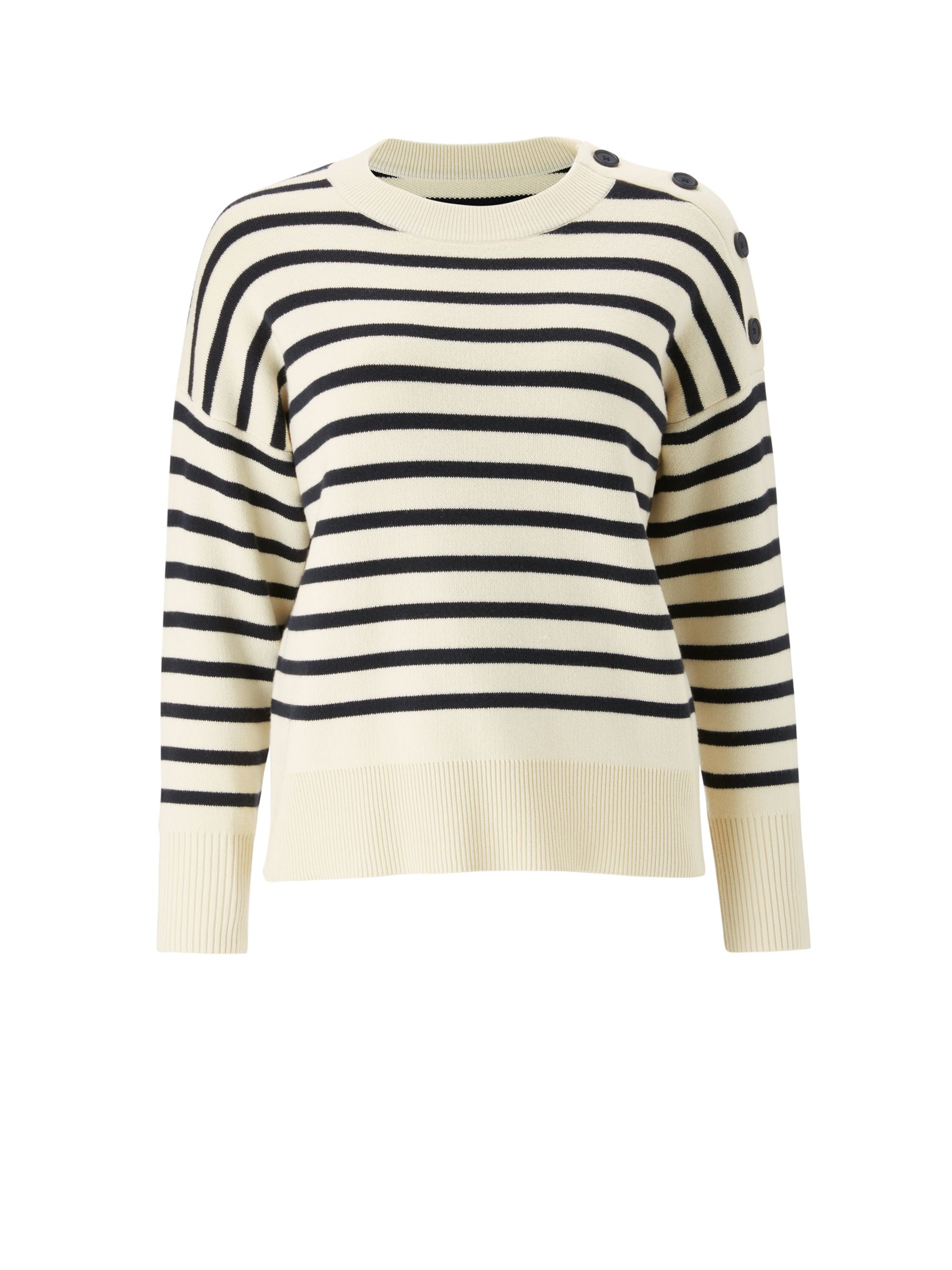 Kin Stripe Compact Cotton Sweatshirt, Cream