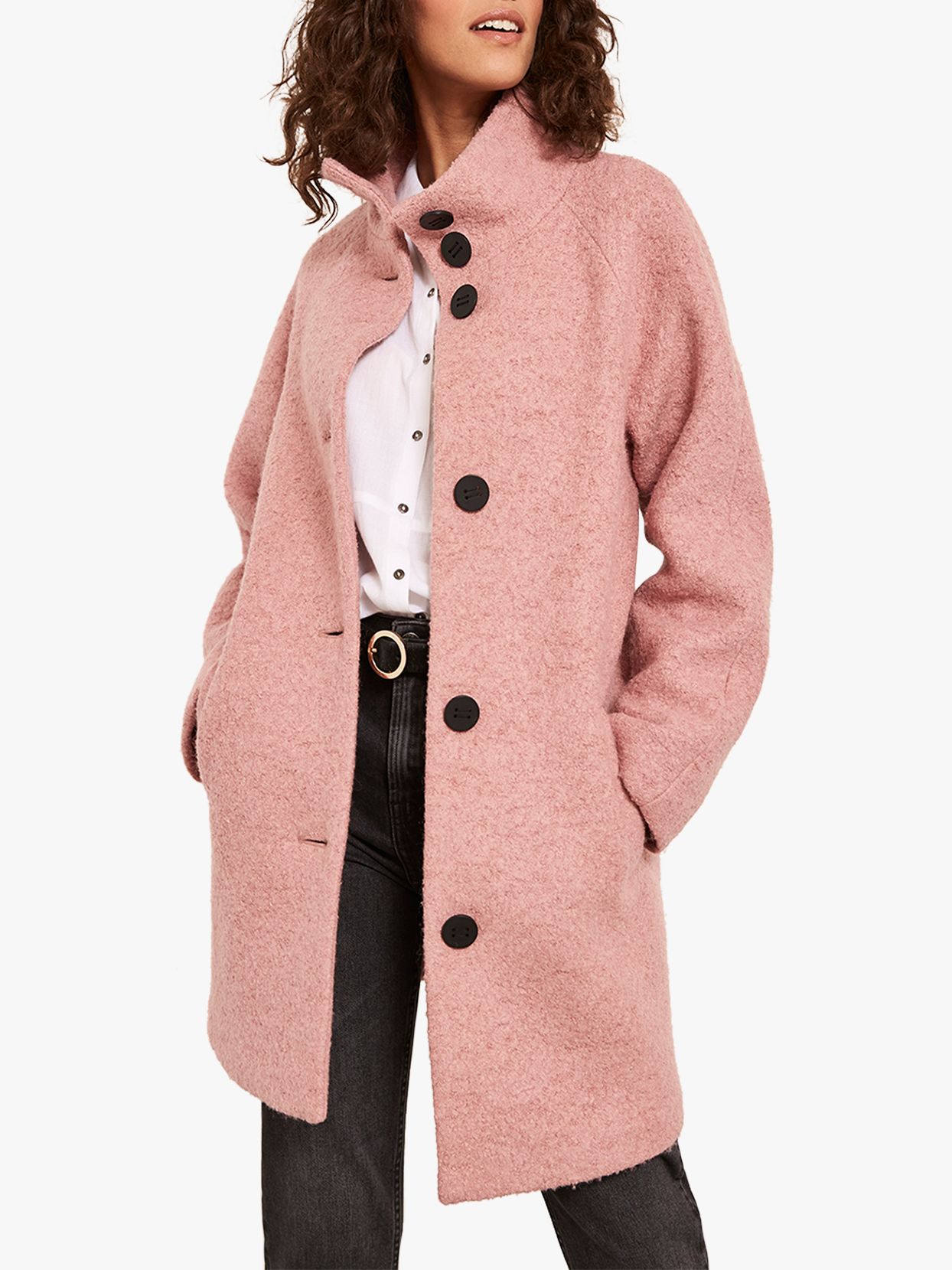 Mint Velvet Clove Funnel Coat, Light Pink