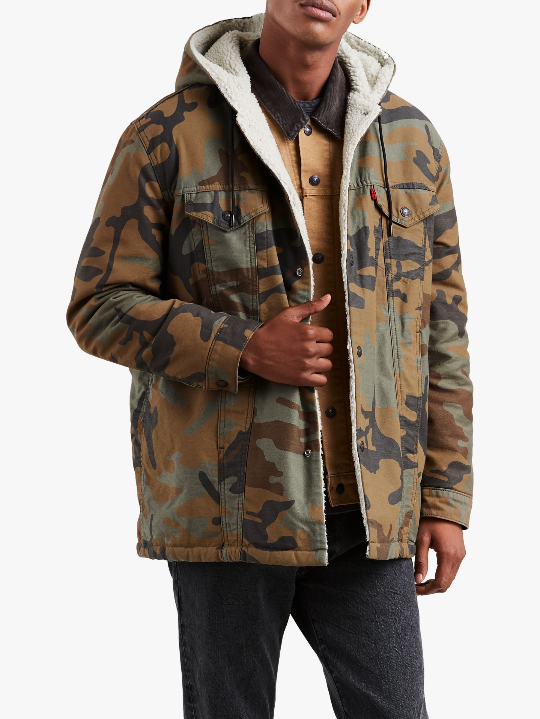 justin timberlake long sherpa hooded trucker jacket