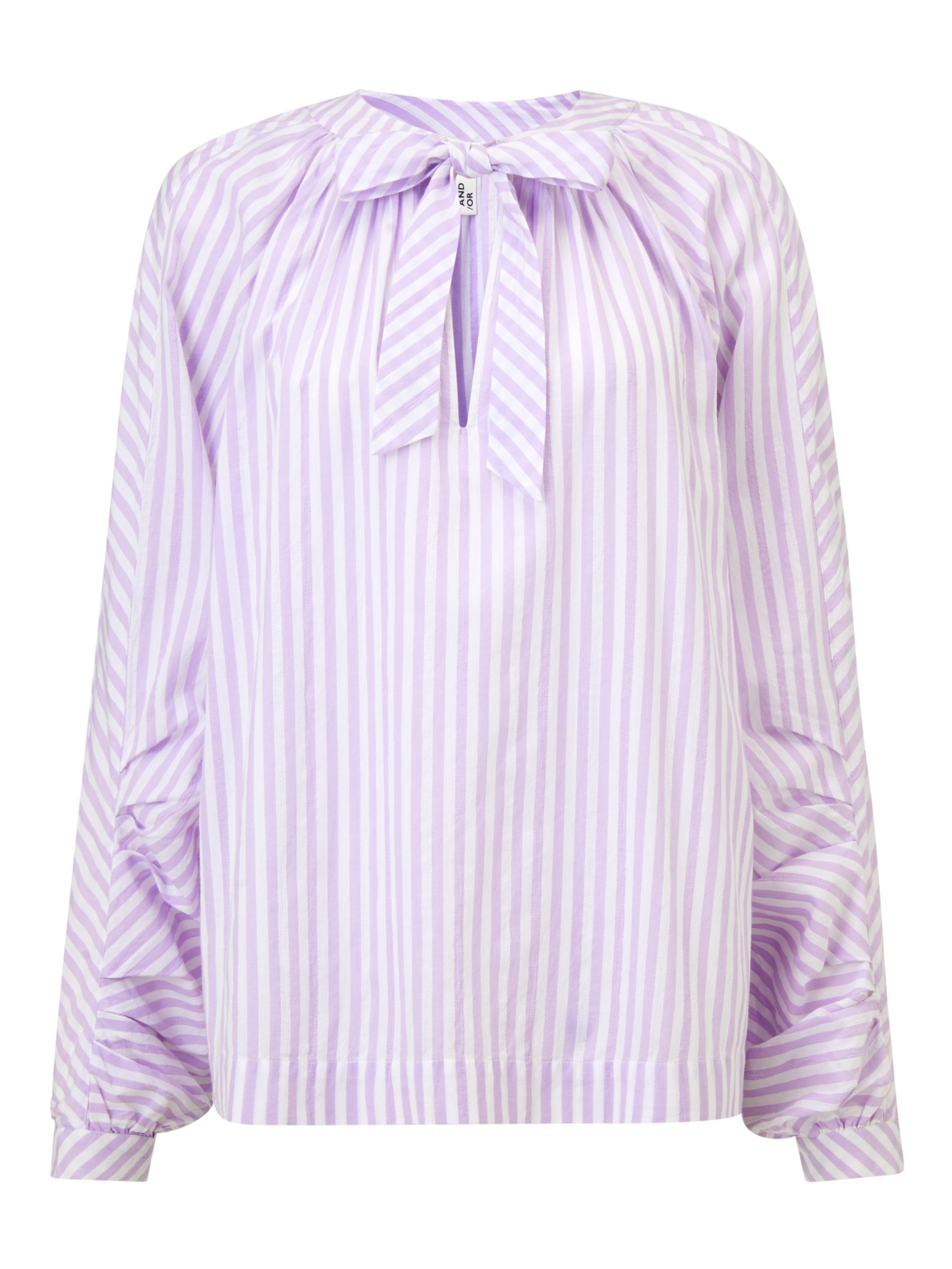AND/OR Leila Cotton Top, Soft Lilac/Ivory