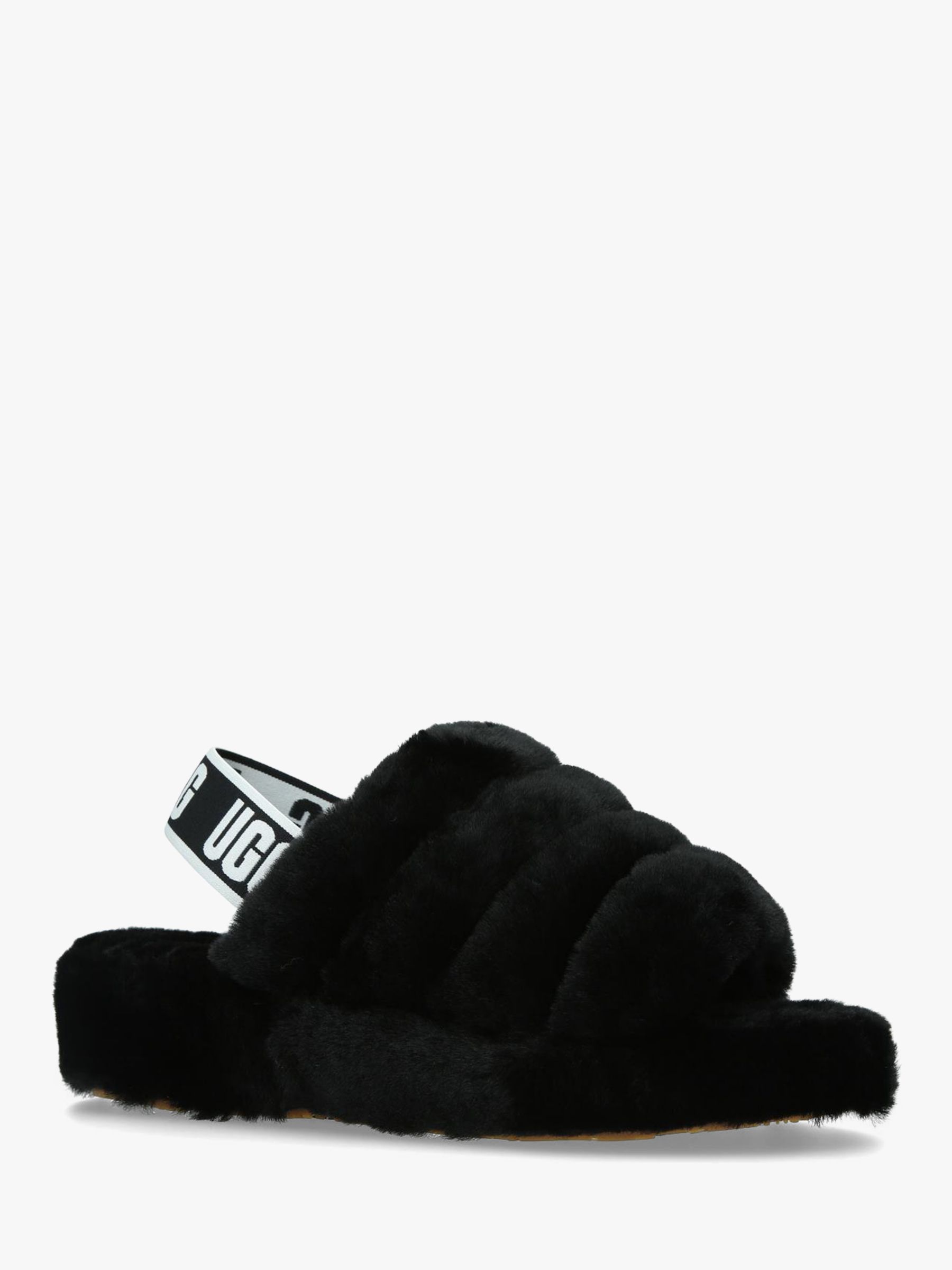ugg fluff slippers black