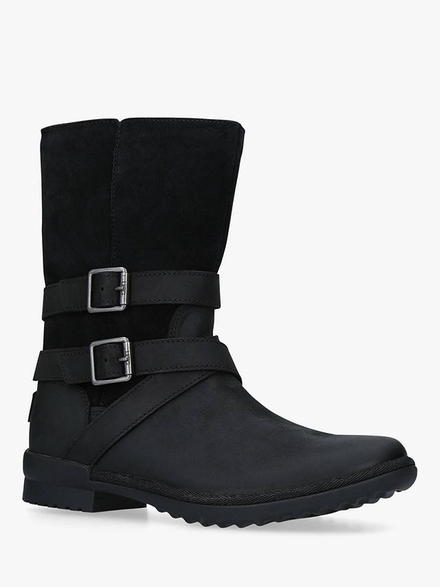 UGG Lorna Buckle Suede Ankle Boots, Black at John Lewis & Partners