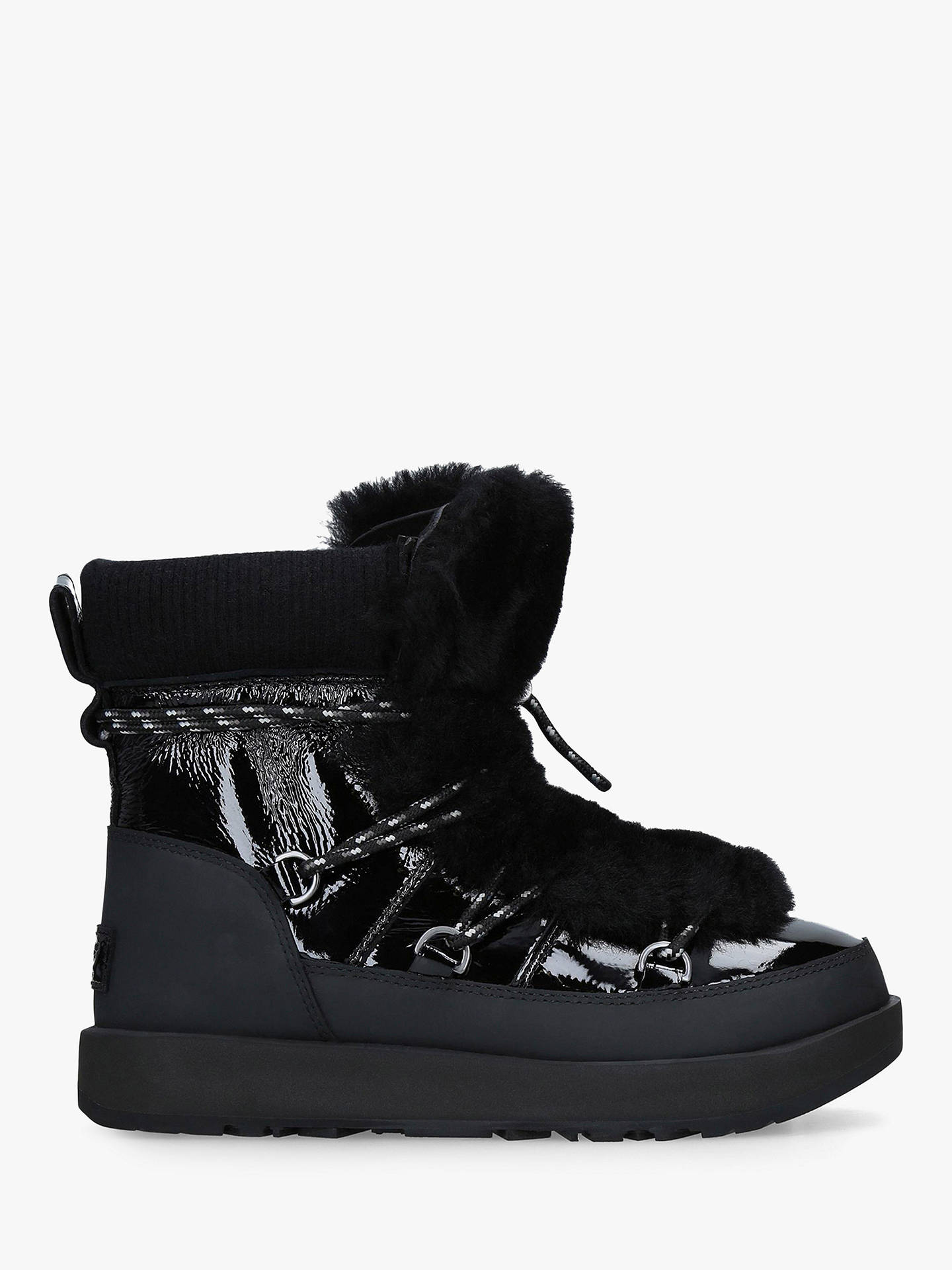 UGG Highland Waterproof Ankle Boots, Black Leather at John Lewis & Partners