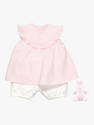 Emile et Rose Baby Phillipa Dress, Shorts and Teddy Bear Set, Light Pink