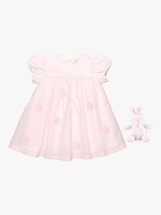 Emile et Rose Baby Pandora Floral Dress and Teddy Bear Set, Light Pink