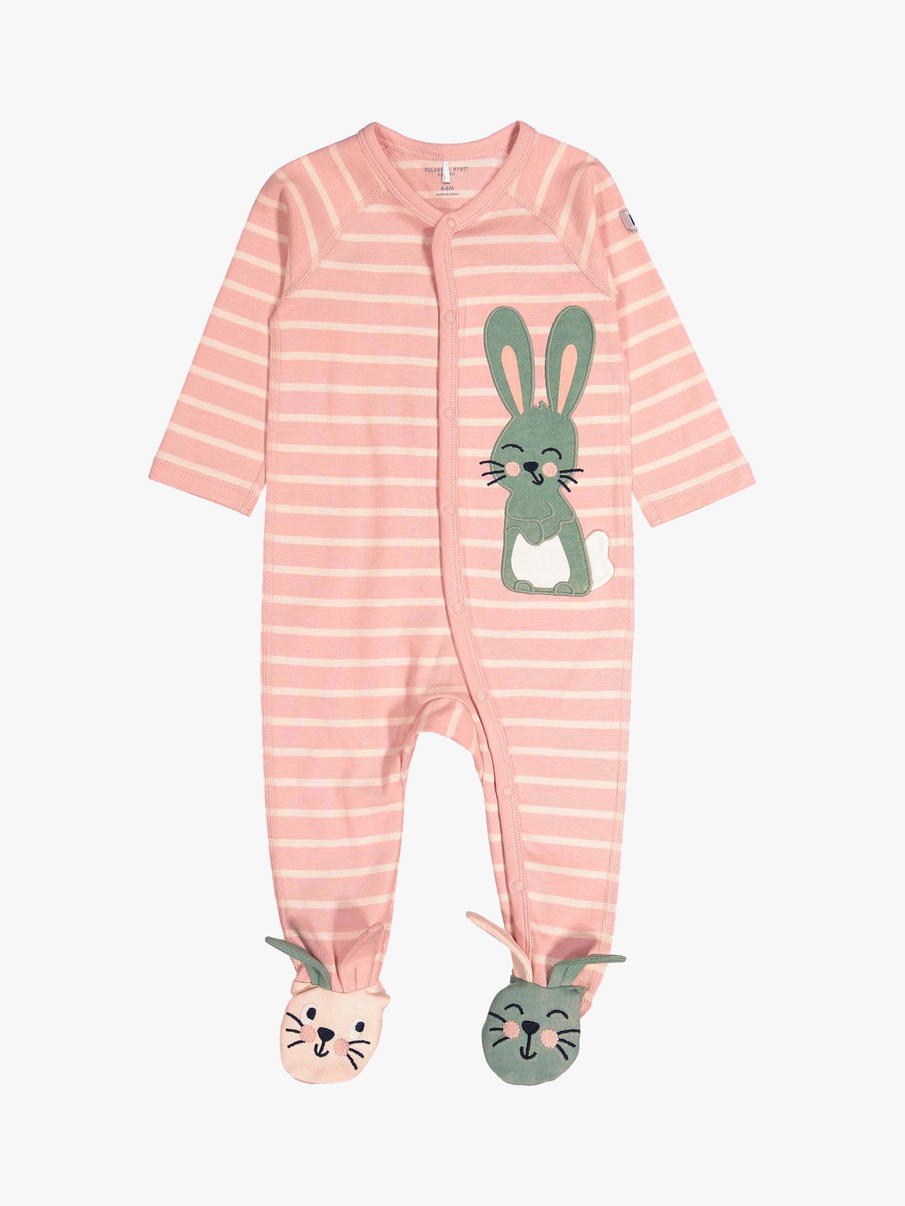 Polarn O. Pyret Baby Stripe Rabbit Overall, Pink