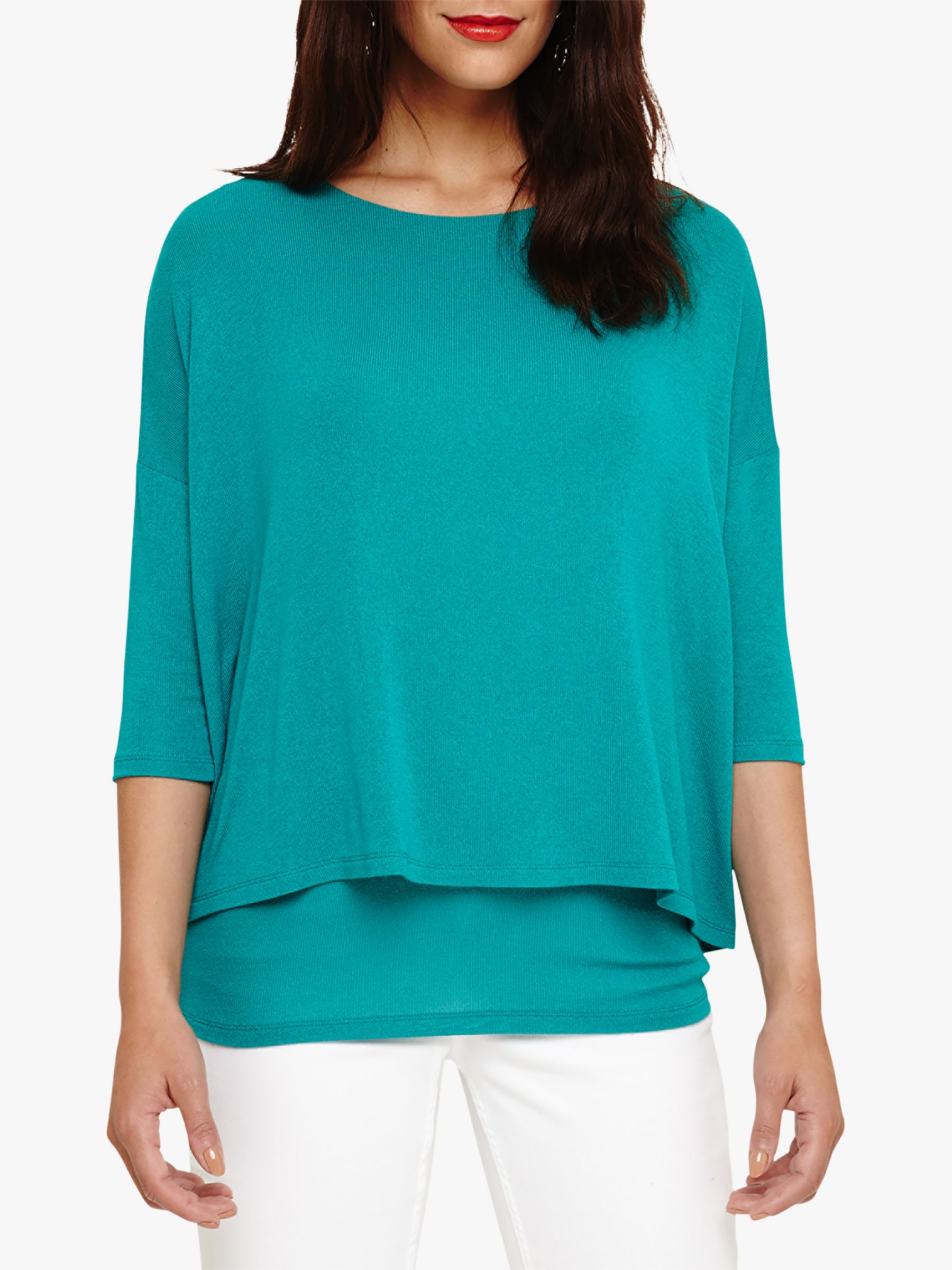 Phase Eight Debbie Double Layer Top, Sea Green