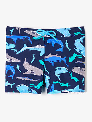 John Lewis & Partners Boys' Shark Print Trunks, Blue
